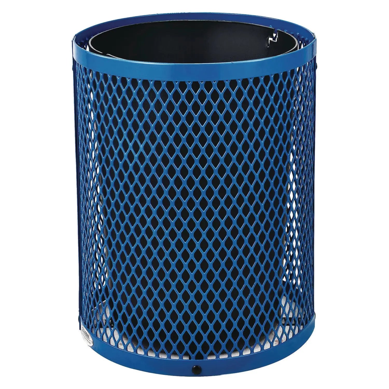 Outdoor Diamond Steel Trash Can, 36 gal, Dome Lid, Blue Global Industrial® Flipcost
