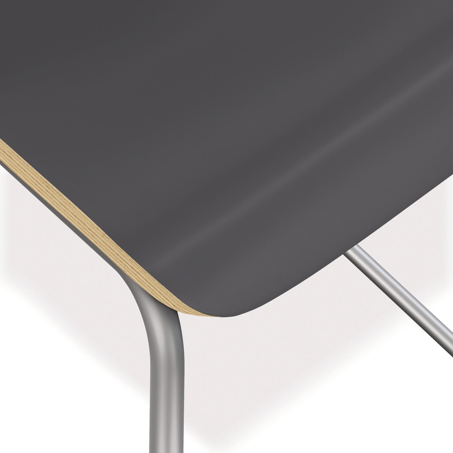 HON® Ruck Laminate Stool, Supports Up to 300 lb, 30" Seat Height, Charcoal Seat/Back, Silver Base