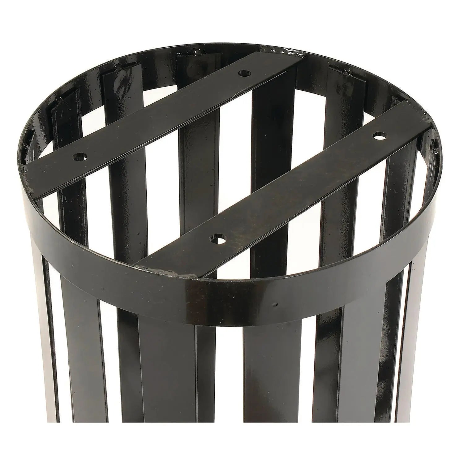 Outdoor Slatted Steel Trash Can, 24 gal, Black Global Industrial® Flipcost