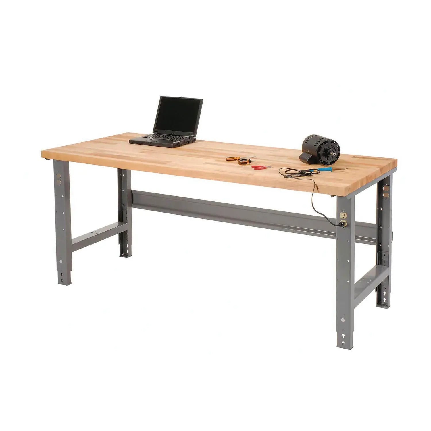 Standard Duty Butcher Block Top Adjustable Height Workbench, 2,000 lbs, 72 x 30 x 30.88 to 36.88, Maple/Gray Global Industrial® Flipcost