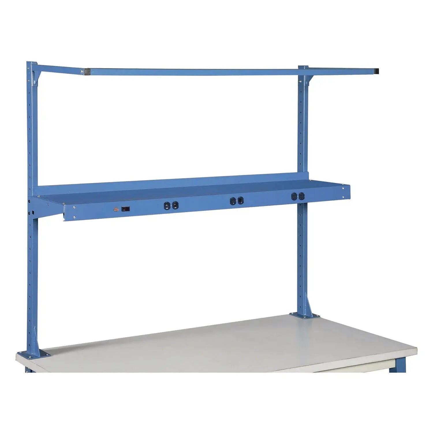 Upper Workbench Shelf, 6 Single Outlets, For Use With 60" Wide Workbenches, 100 lb Weight Capacity