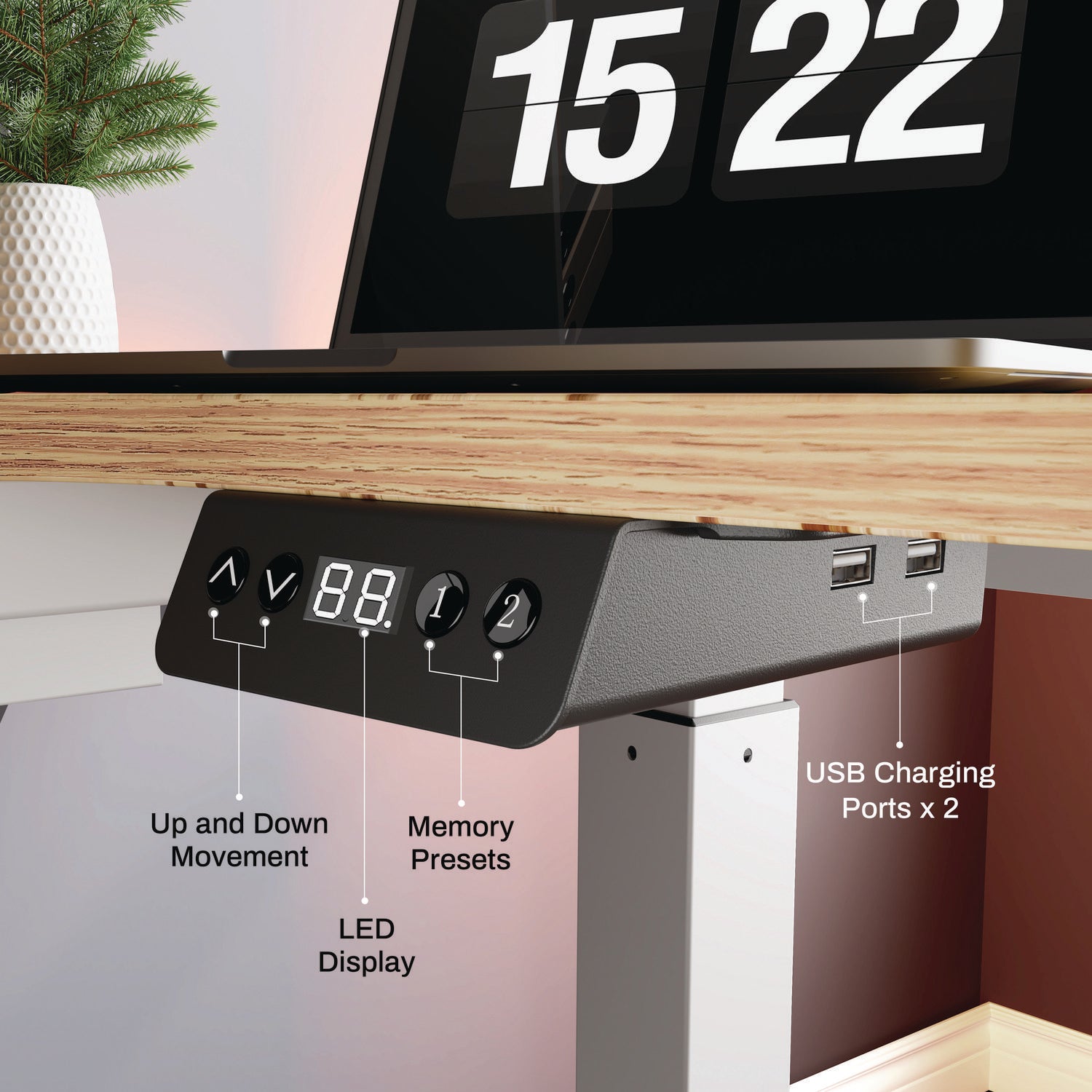 Eureka Ergonomic® L-Shaped Standing Desk with Keyboard Tray, Left Desk, 61.25" x 43.25" x 34.38" to 52.88", Maple White/White