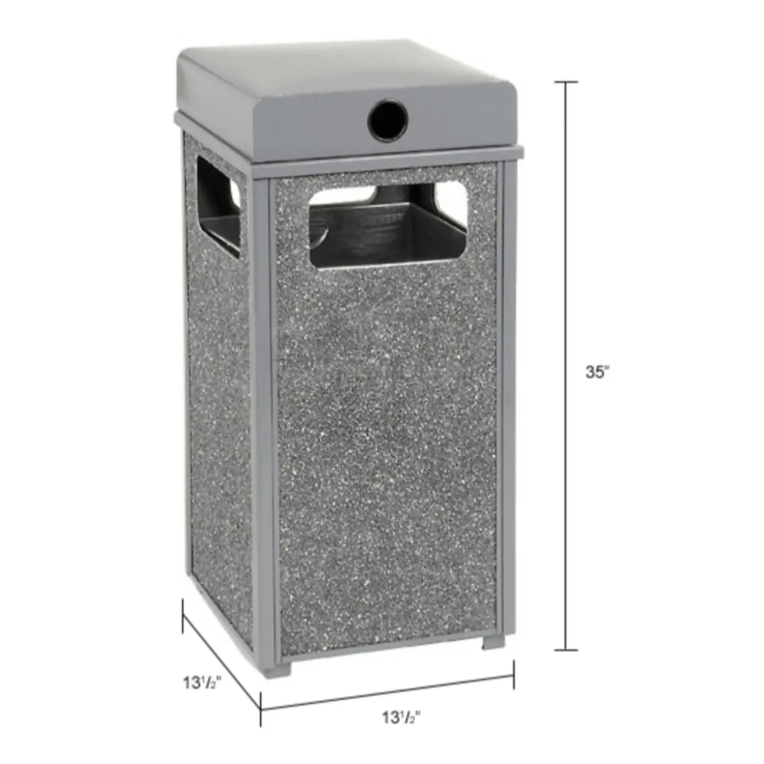 Stone Panel All Weather Trash Receptacle Urn, 12 gal, Steel, Gray Global Industrial® Flipcost
