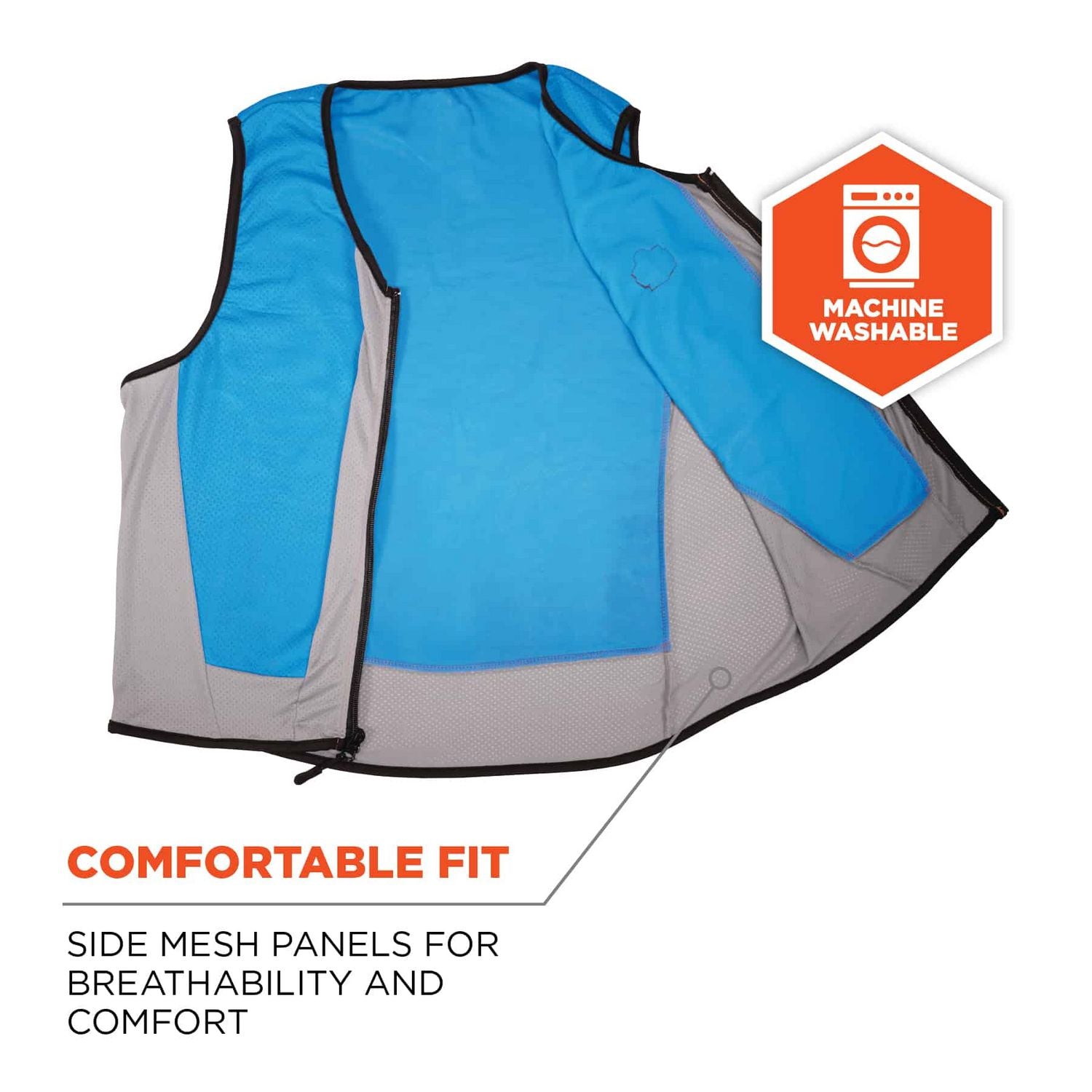 ergodyne® Chill-Its 6667 Wet Evaporative PVA Cooling Vest with Zipper, PVA, 3X-Large, Blue