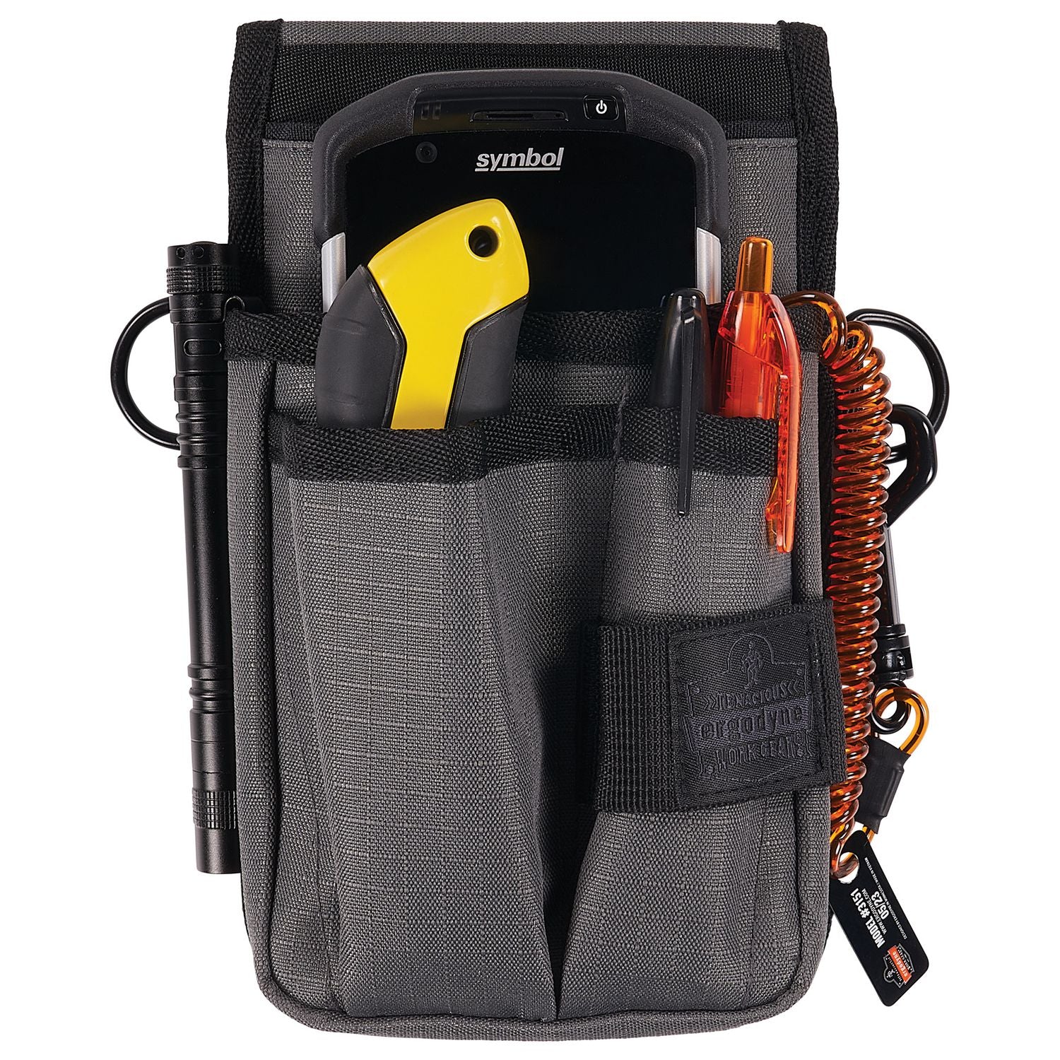 ergodyne® Arsenal 5568 Belt Loop Tool Pouch with Device Holster, 4 Compartments, 5 x 2 x 8.5, Polyester, Gray