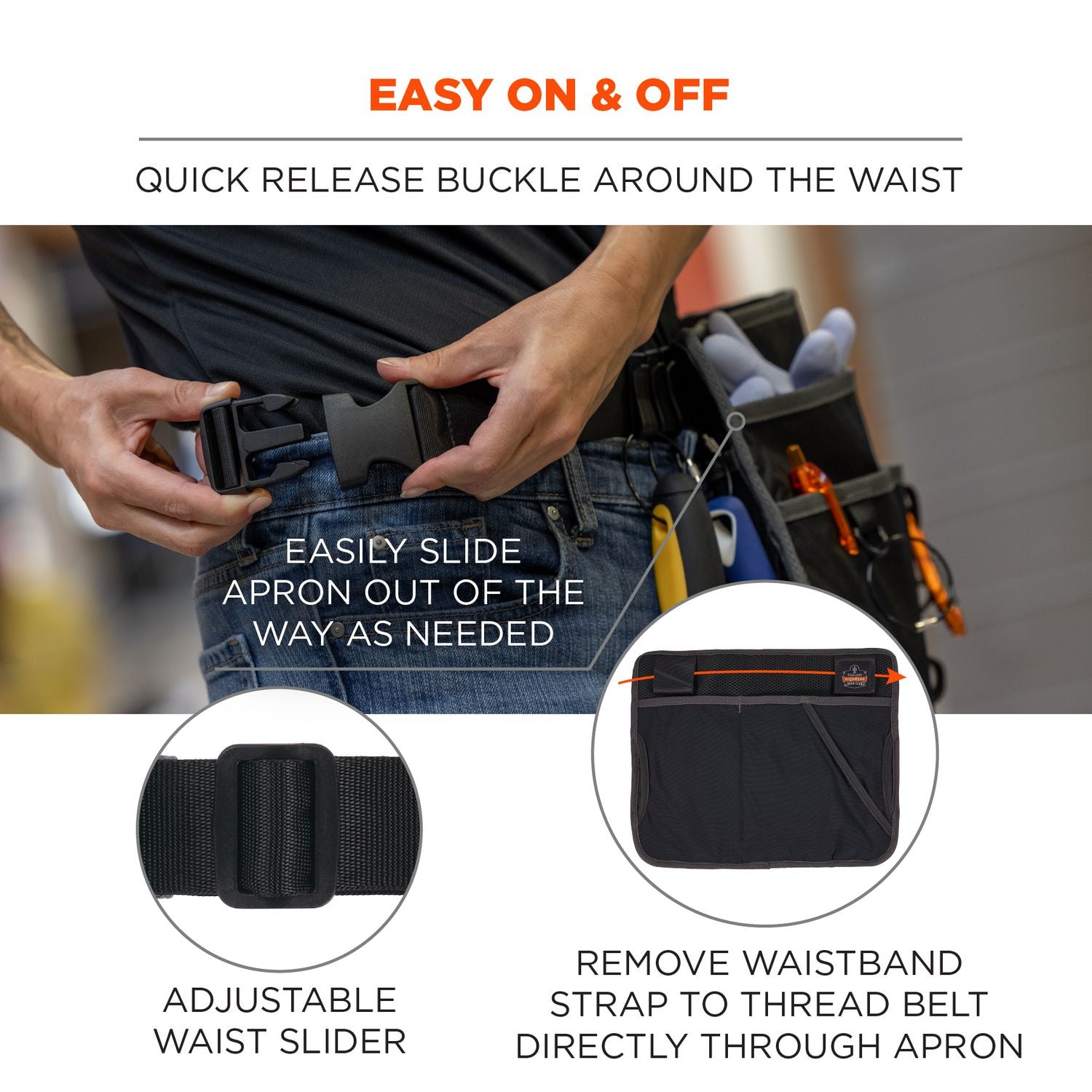 ergodyne® Arsenal 5715 Cleaning Apron Pouch with Pockets, 10 Compartments, 11 x 13.5, Nylon, Black