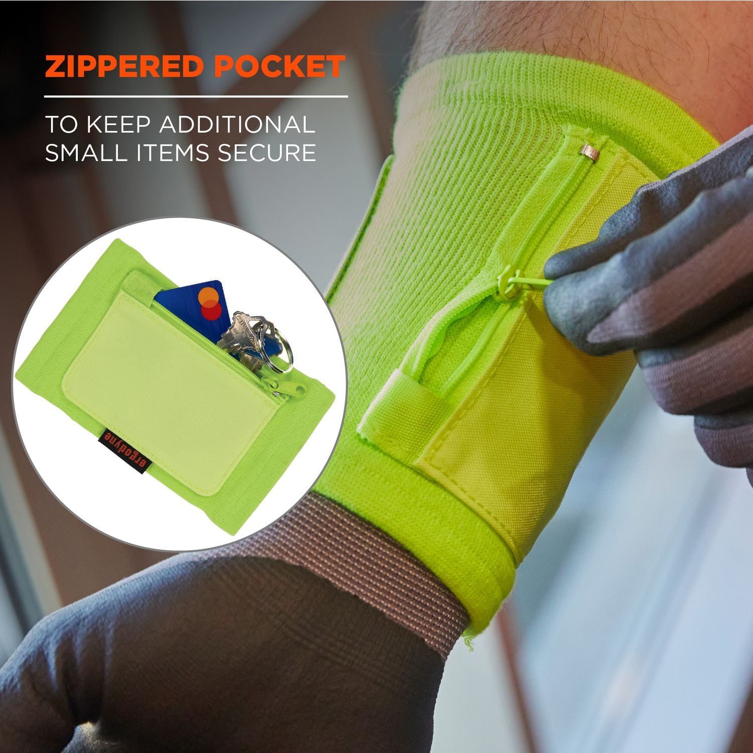 ergodyne® Squids 3388 Wrist ID/Badge Holder, Vertical, Lime, 3.5 x 5.5 Holder, 2.75 x 3.75 Insert