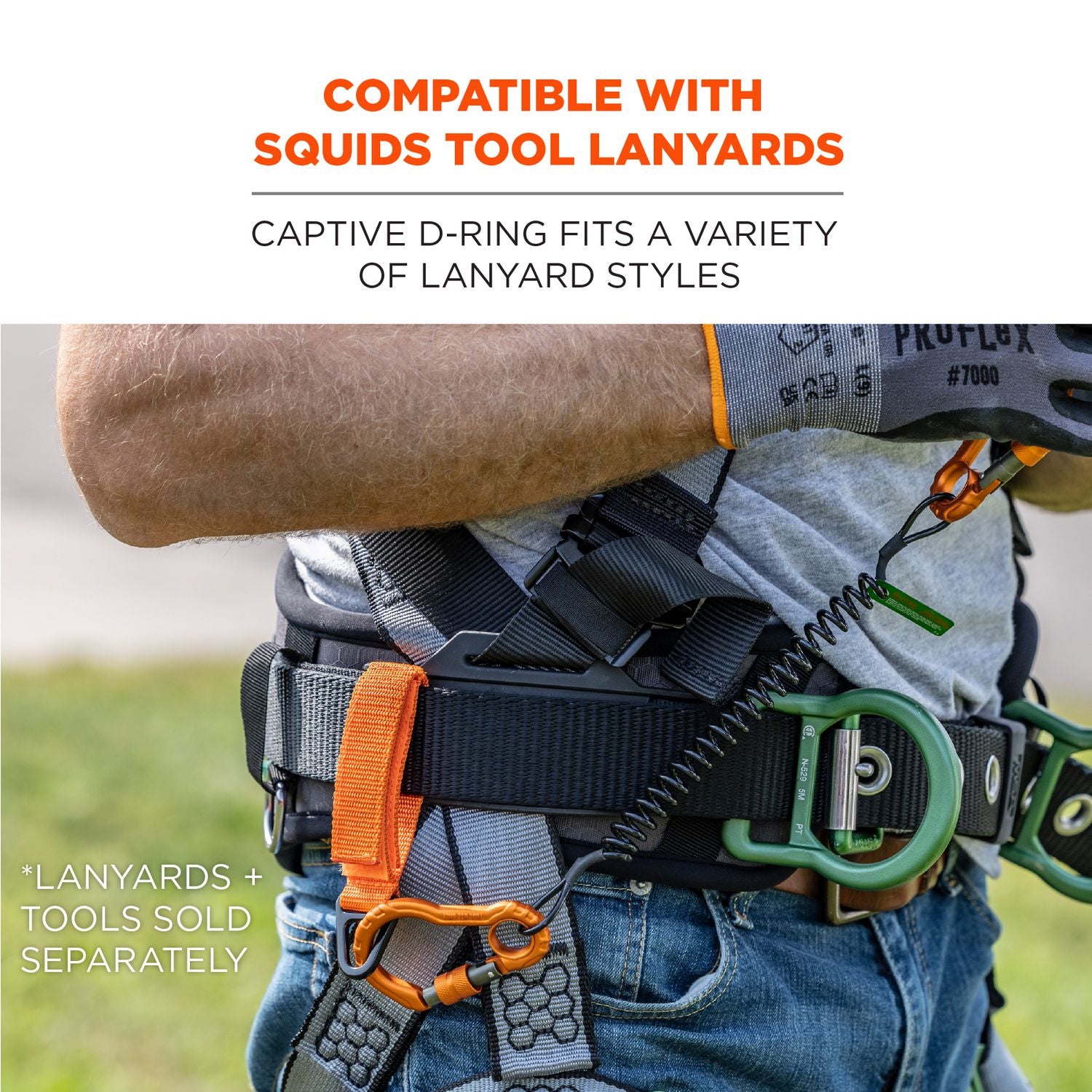 ergodyne® Squids 3172 Anchor Strap Hook and Loop Closure for Tool Tethering, 5 lb Max Working Capacity, 5" Long, Orange, 2/Pack