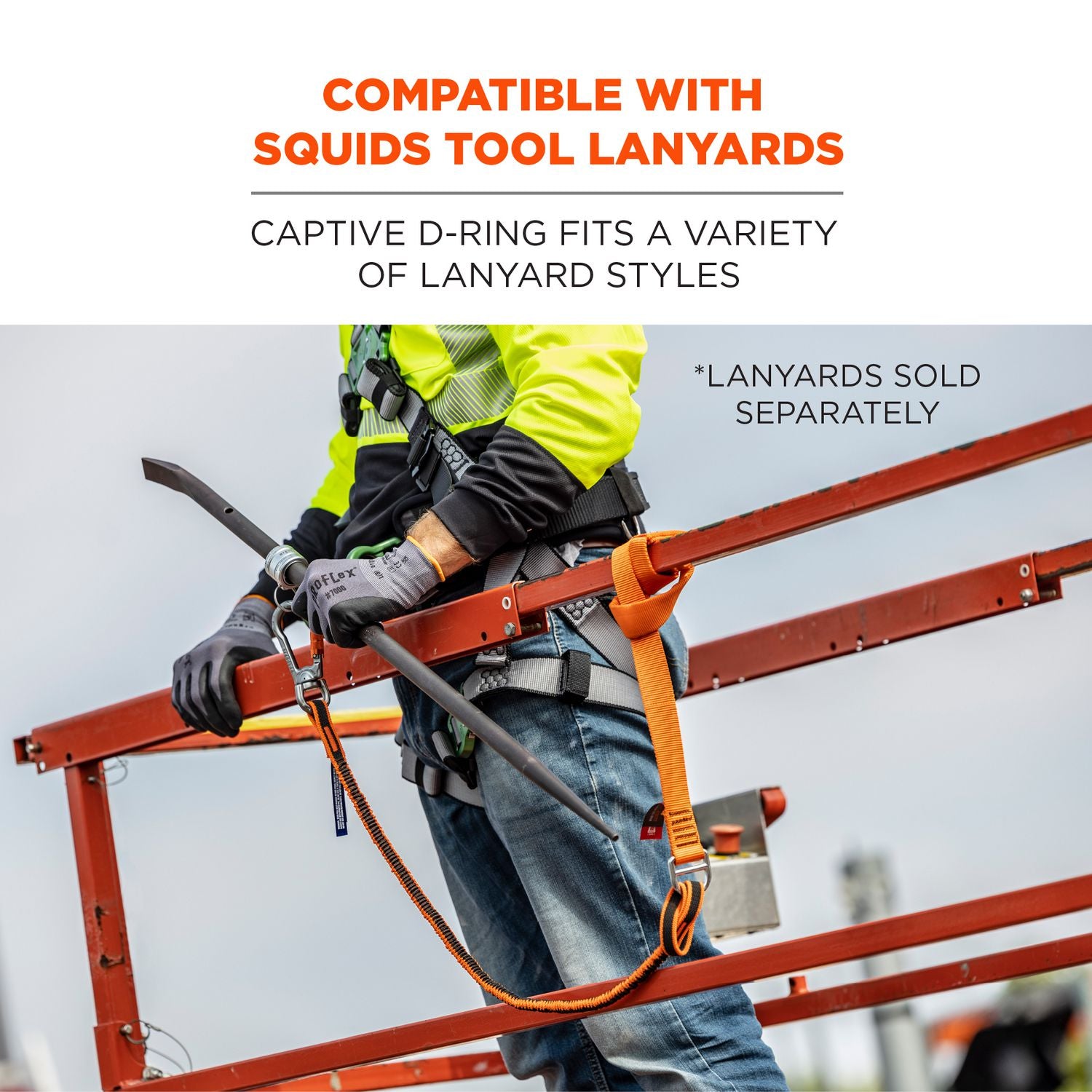 ergodyne® Squids 3177 Anchor Choke Strap for Tool Tethering, 60 lb Max Safe Working Capacity, 28" Long, Orange