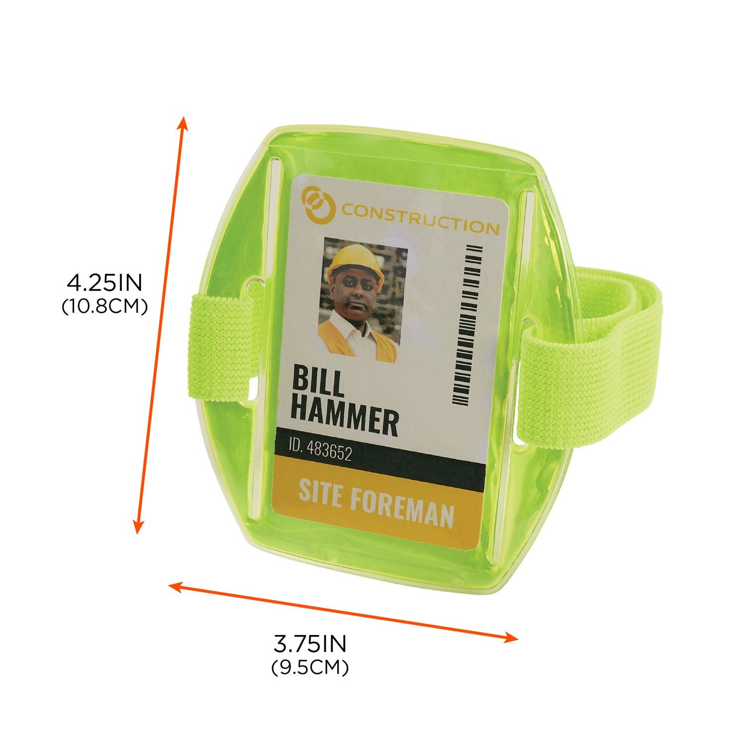 ergodyne® Squids 3386 Arm Band ID/Badge Holder, Vertical, Lime, 3.75 x 4.25 Holder, 2.5 x 4 Insert, 10/Pack