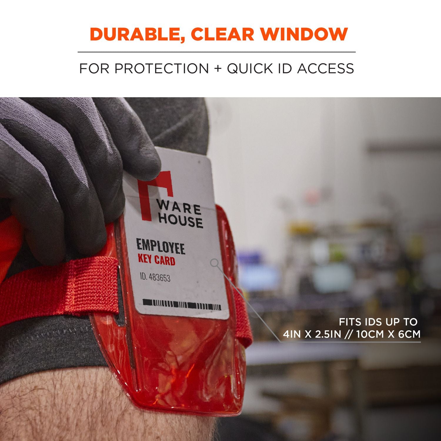 ergodyne® Squids 3386 Arm Band ID/Badge Holder, Vertical, Red, 3.75 x 4.25 Holder, 2.5 x 4 Insert, 10/Pack