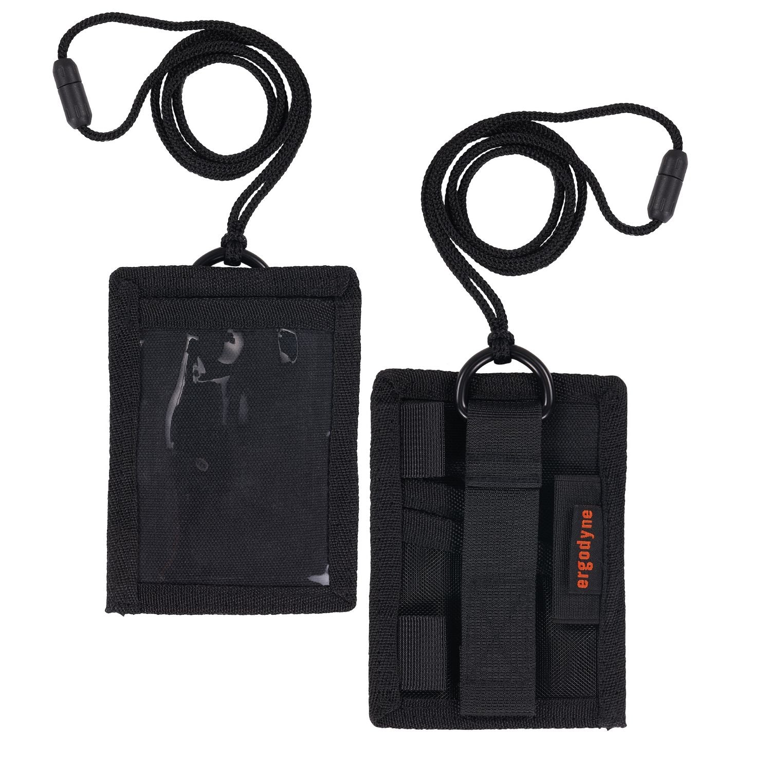 ergodyne® Squids 3389 Wallet ID/Badge Holder,Horizontal/Vertical, Black, 3.75 x 5 for 2.75 x 3.5 Insert, 18" Cord