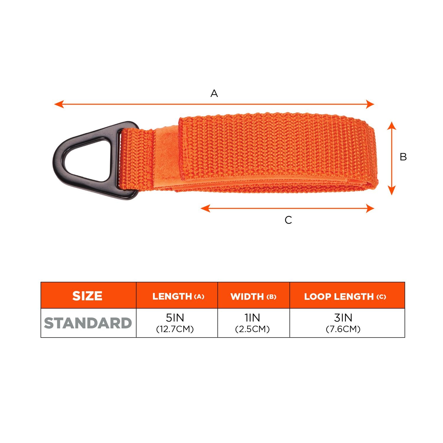 ergodyne® Squids 3172 Anchor Strap Hook and Loop Closure for Tool Tethering, 5 lb Max Working Capacity, 5" Long, Orange, 2/Pack