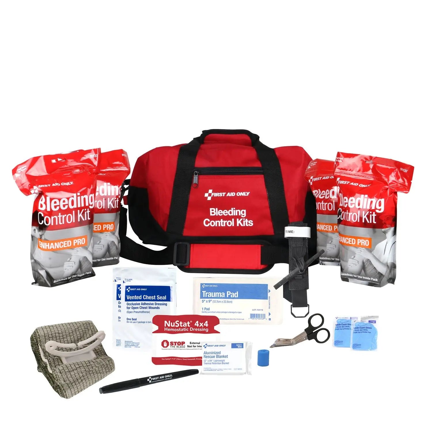 First Aid Only™ Bleeding Control Multiple Victim Bag, 60 Pieces, Fabric Bag First Aid Only™ Flipcost