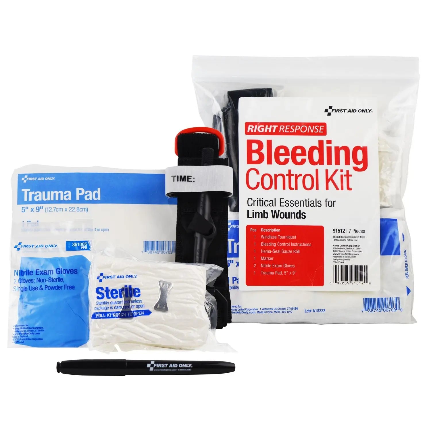 First Aid Only™ Critical Essentials Bleeding Control Kit for Limb Wounds, 8 Pieces, Plastic Bag First Aid Only™ Flipcost