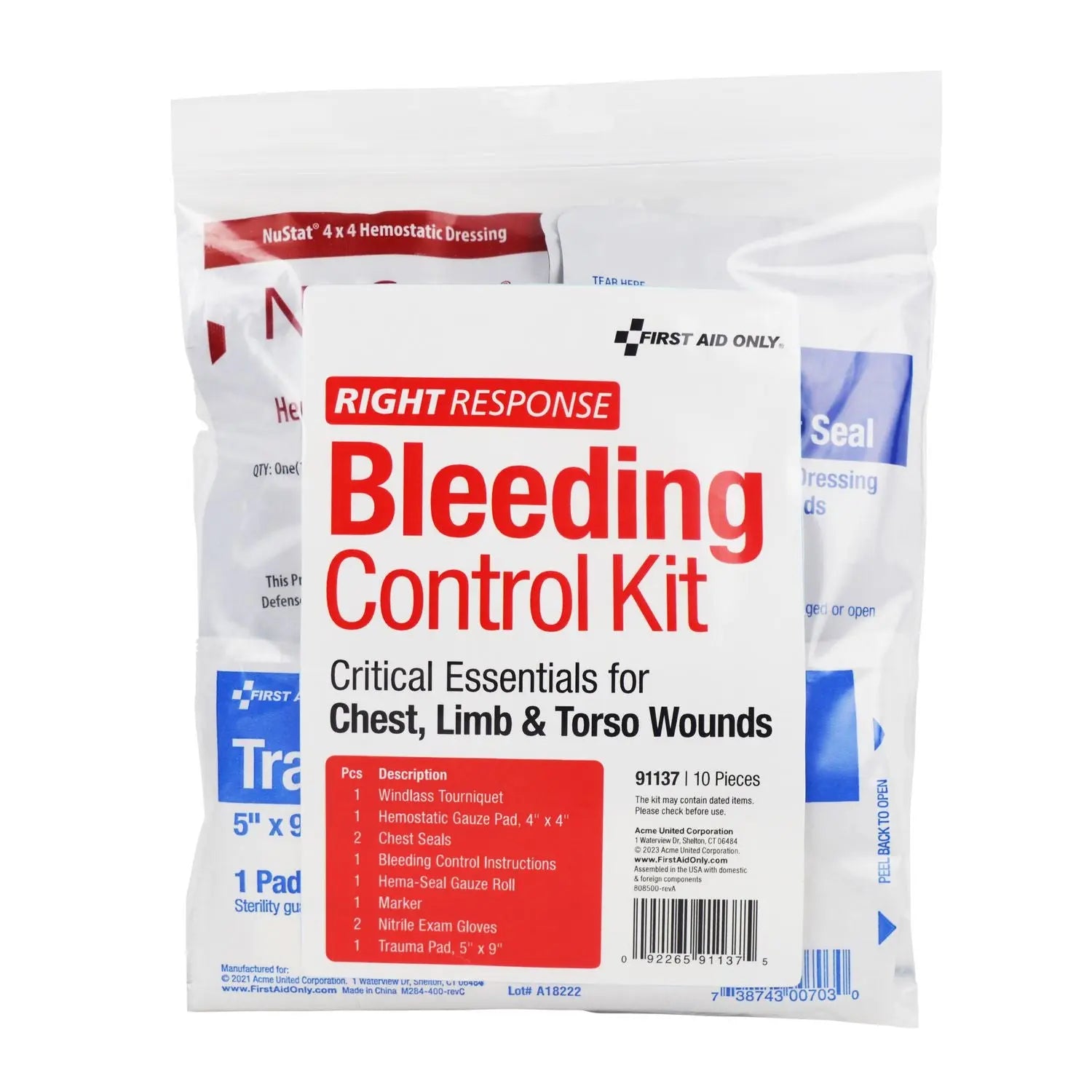 First Aid Only™ Critical Essentials Bleeding Control Kit for Limb, Chest and Torso Wounds, 11 Pieces, Plastic Bag First Aid Only™ Flipcost