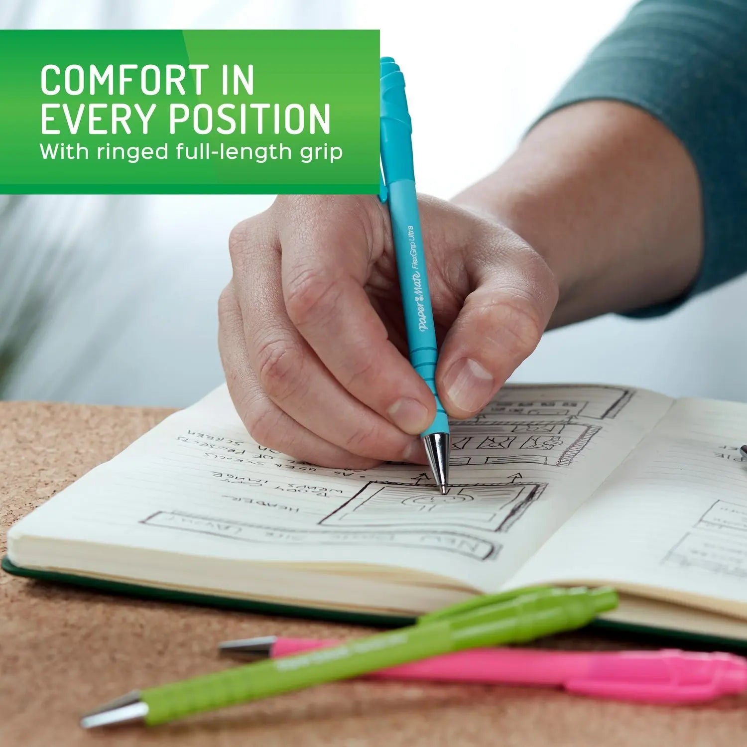 FlexGrip Ultra Recycled Ballpoint Pen, Retractable, Medium, 1 mm, Black Ink, Assorted Barrels, Dozen Paper Mate® Flipcost