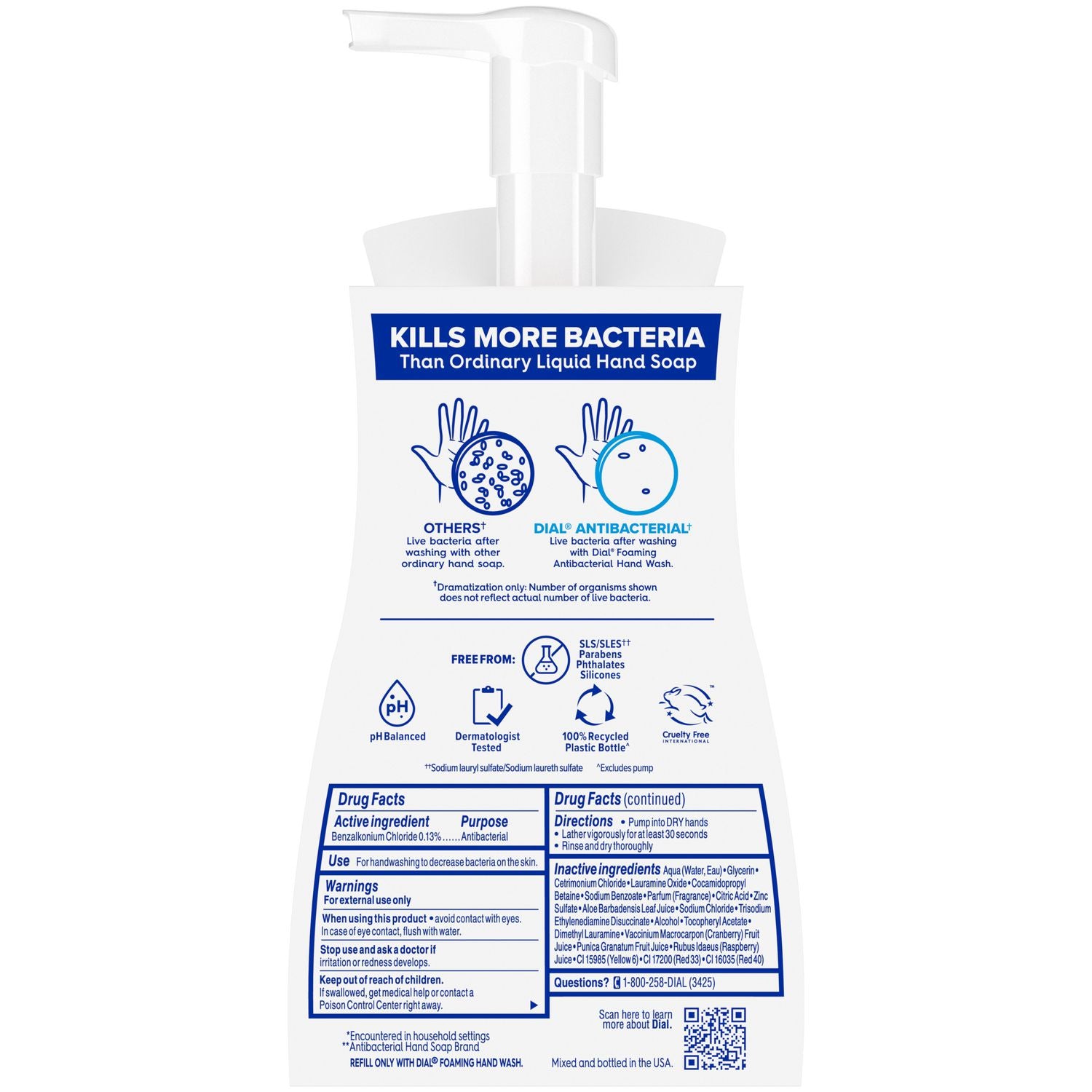 Dial® Antibacterial Foaming Hand Wash, Power Berries Scent, 10 oz, 8/Carton