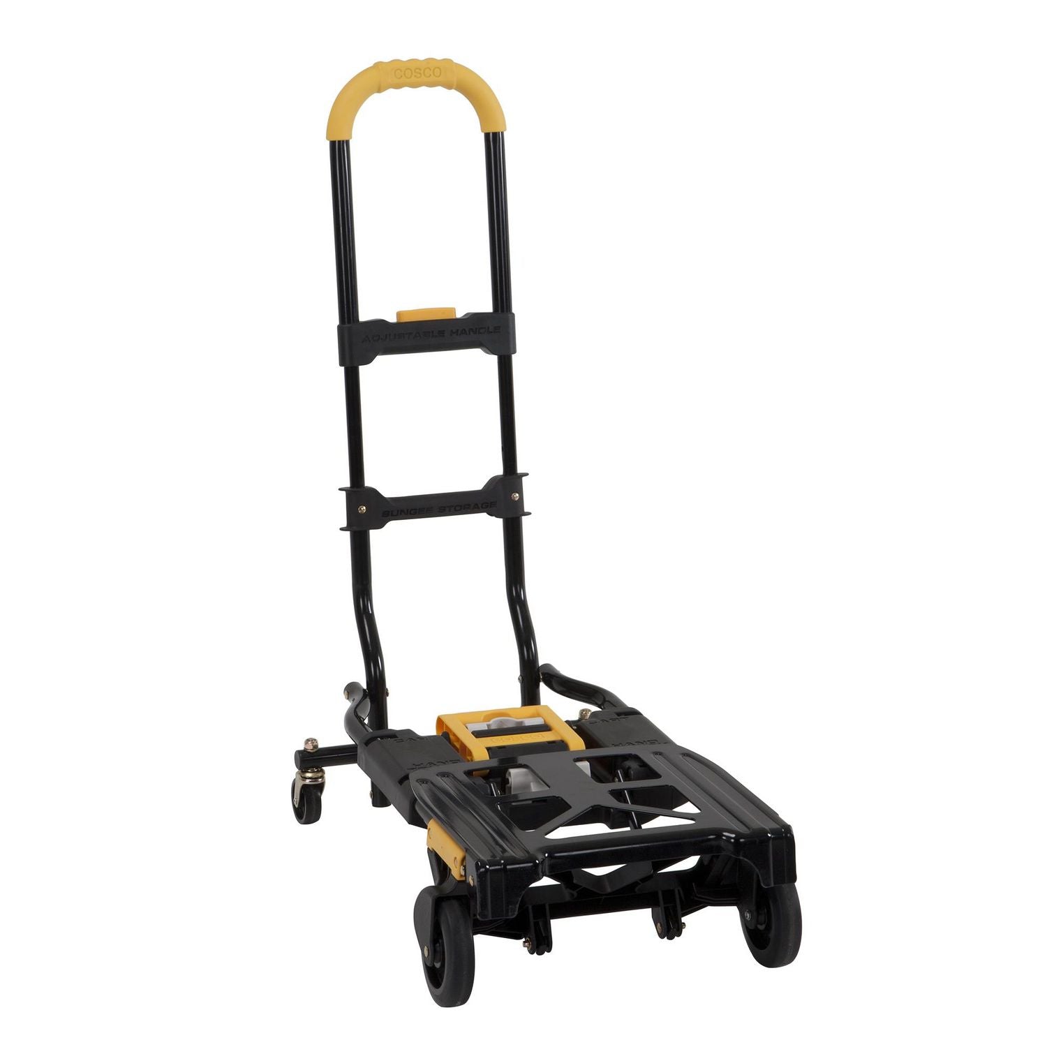 Cosco® 2-in-1 Folding Hand Truck, 300 lb Capacity, 17" x 30.5" x 33.5", Black/Yellow