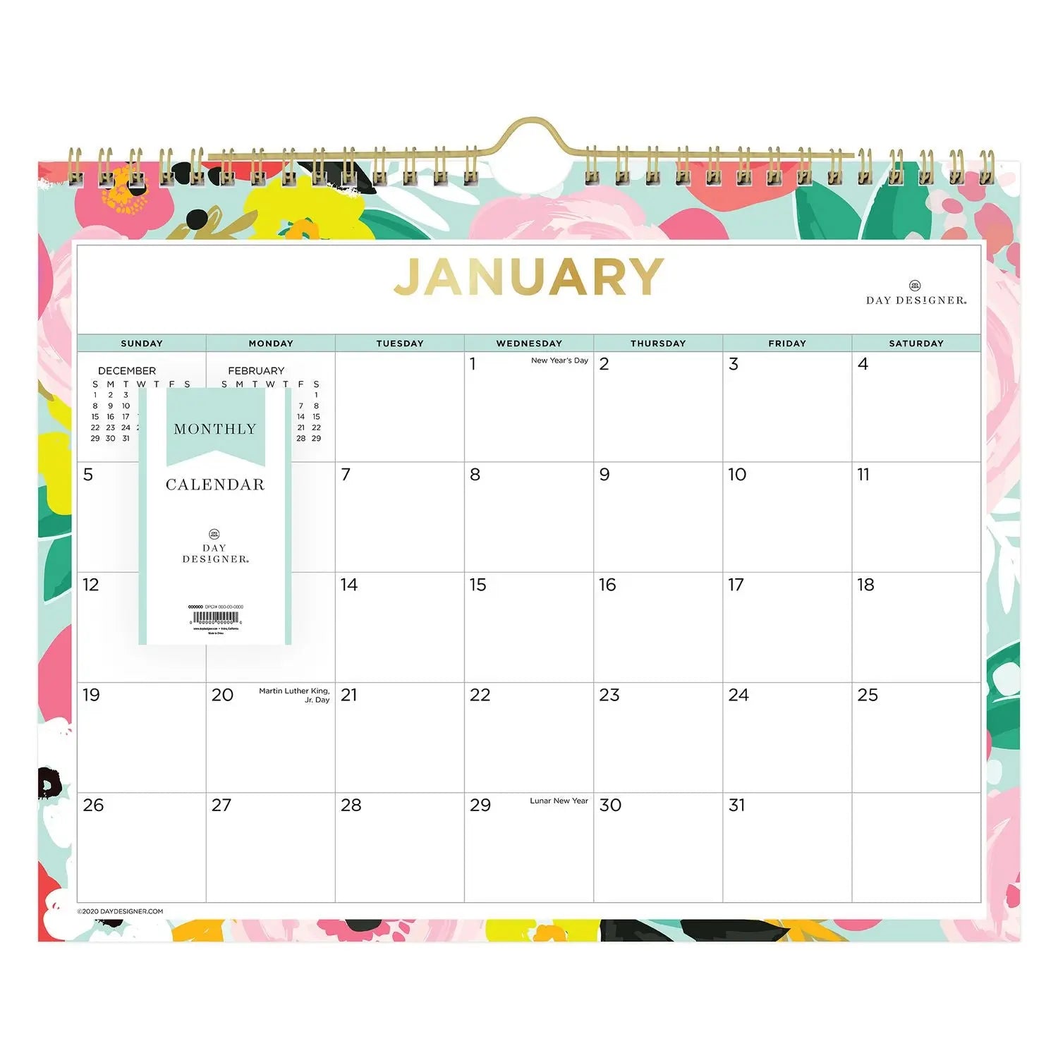 Day Designer Secret Garden Mint Monthly Wall Calendar, Floral Artwork, 11 x 8.75, Multicolor Sheets, 12-Month (Jan-Dec): 2025 Blue Sky® Flipcost