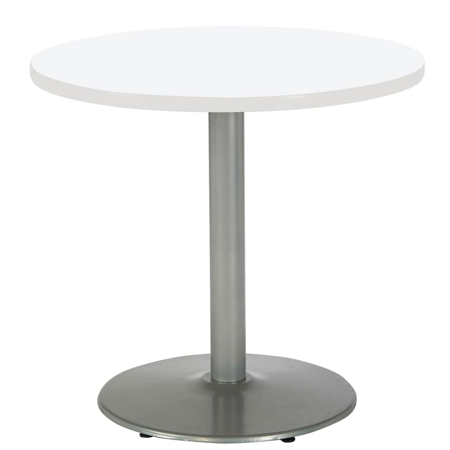 KFI Studios Pedestal Table with Four Lime Green Kool Series Chairs, Round, 36" Dia x 29h, Designer White