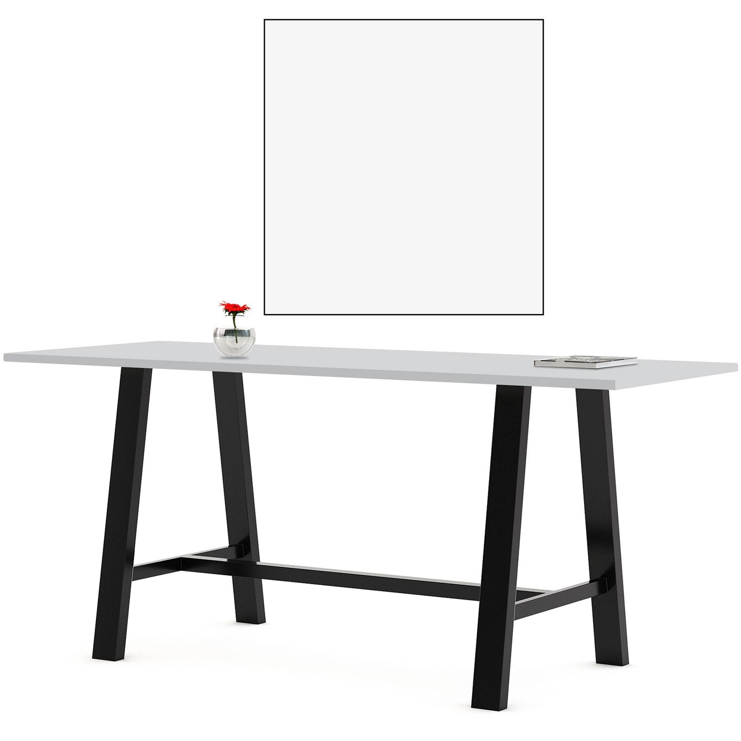 KFI Studios Midtown Bistro Dining Table with Four White Kool Barstools, 36 x 72 x 41, Designer White