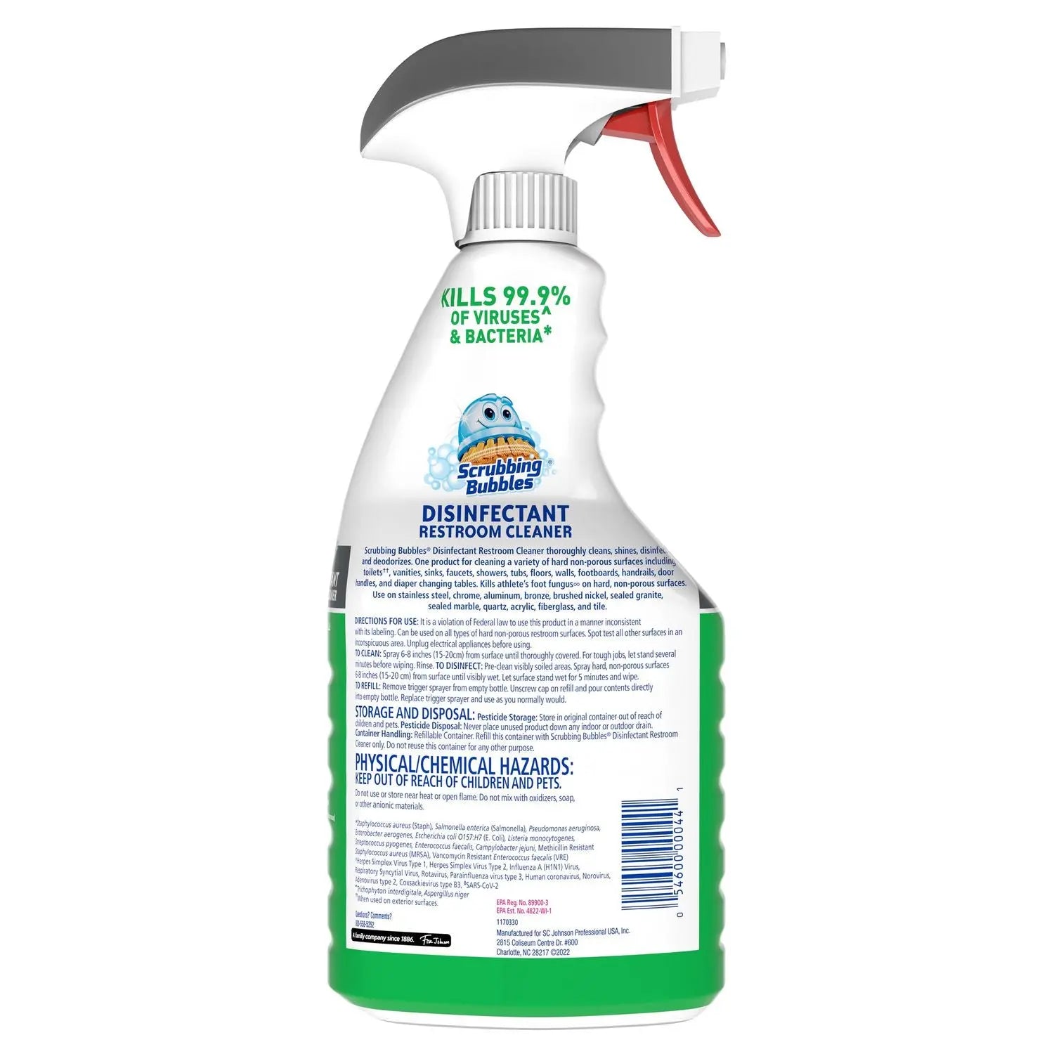 Disinfectant Restroom Cleaner, Citrus Scent, 32 oz Spray Bottle, 8/Carton Scrubbing Bubbles® Flipcost