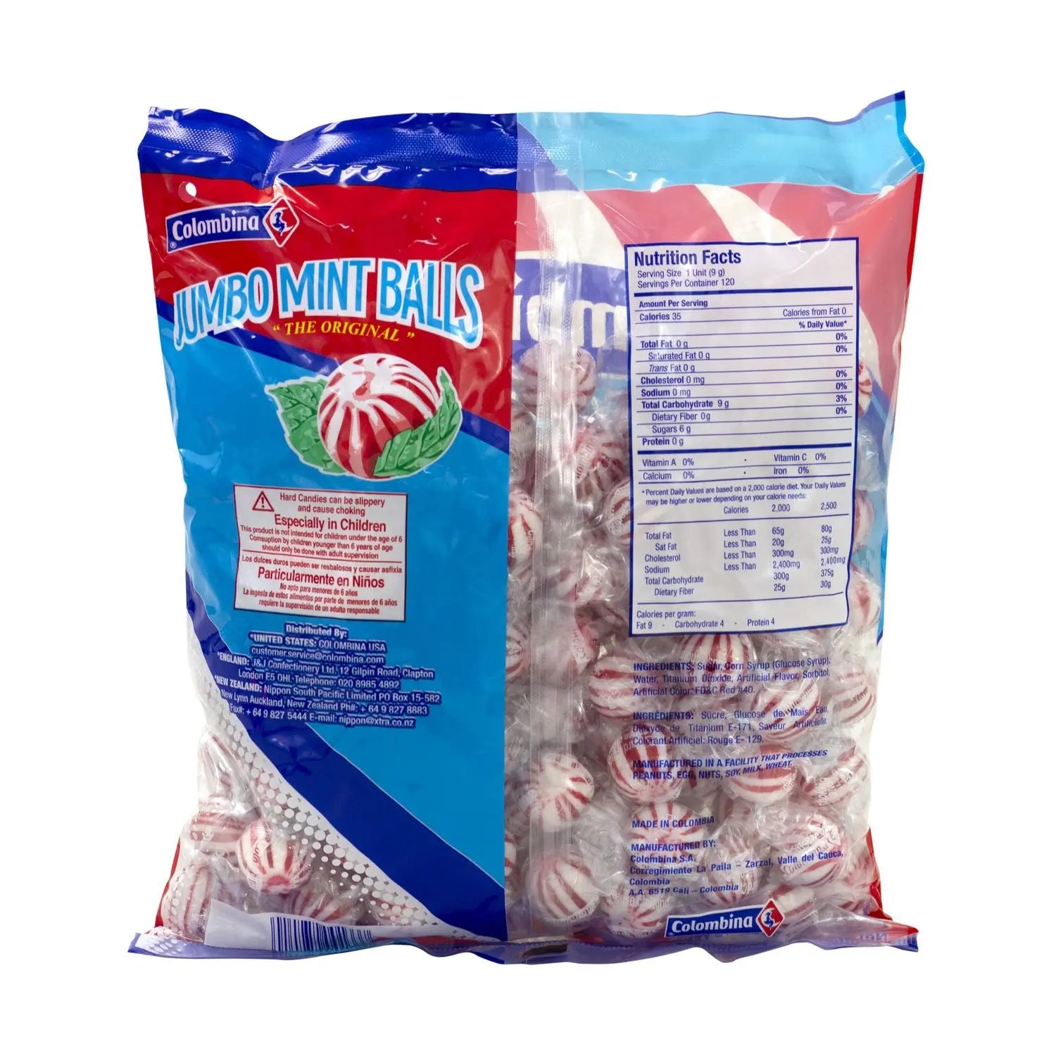 Jumbo Peppermint Balls, 0.32 oz Individually Wrapped, 120/Bag, 4 Bags/Carton Colombina Flipcost