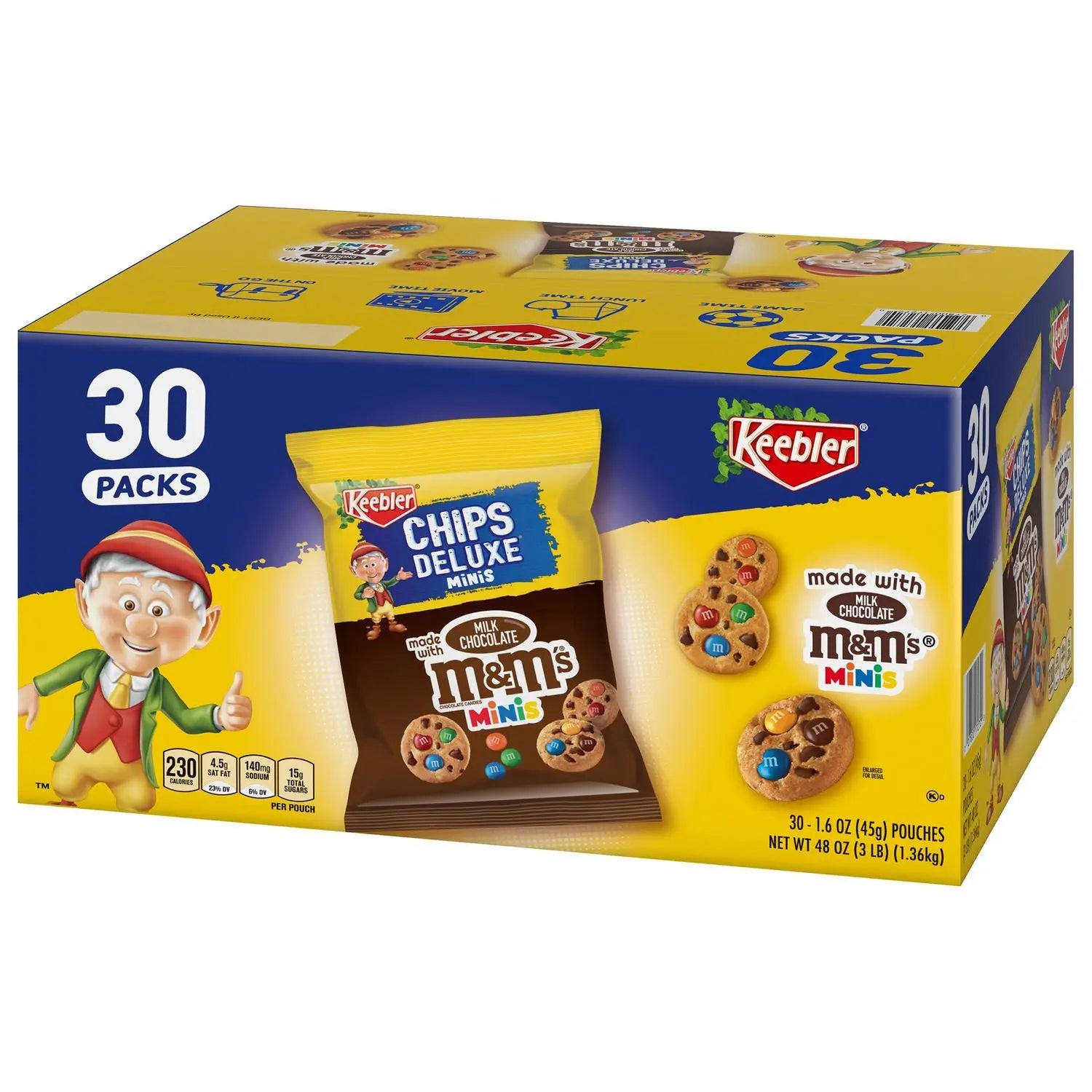 M&M Cookie Packs, Chocolate, 1.6 oz Pouch, 30/Box, 2 Boxes/Carton Keebler® Flipcost