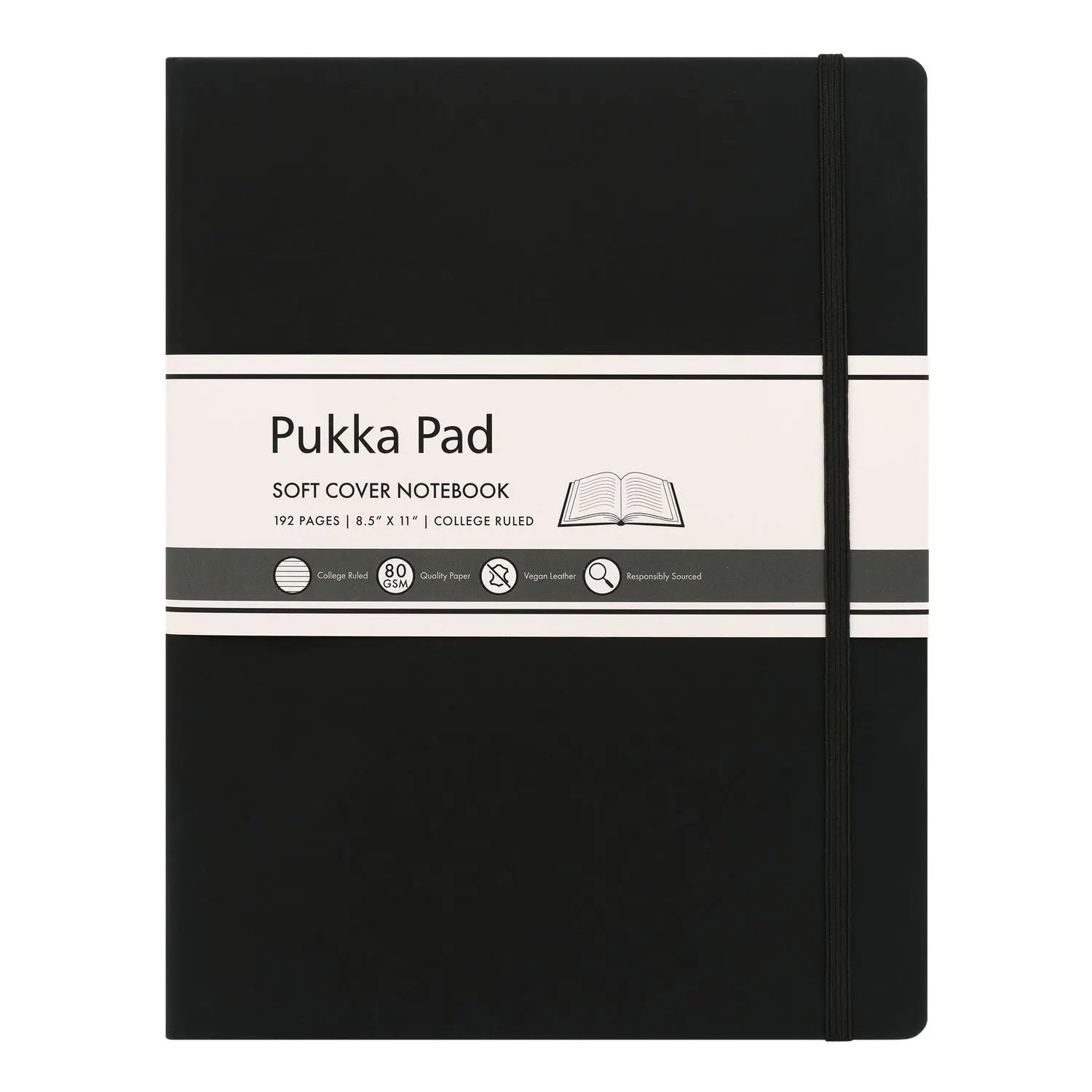 Soft Cover Notebook, College Rule, Black Cover, (96) 11 x 8.5 Sheets