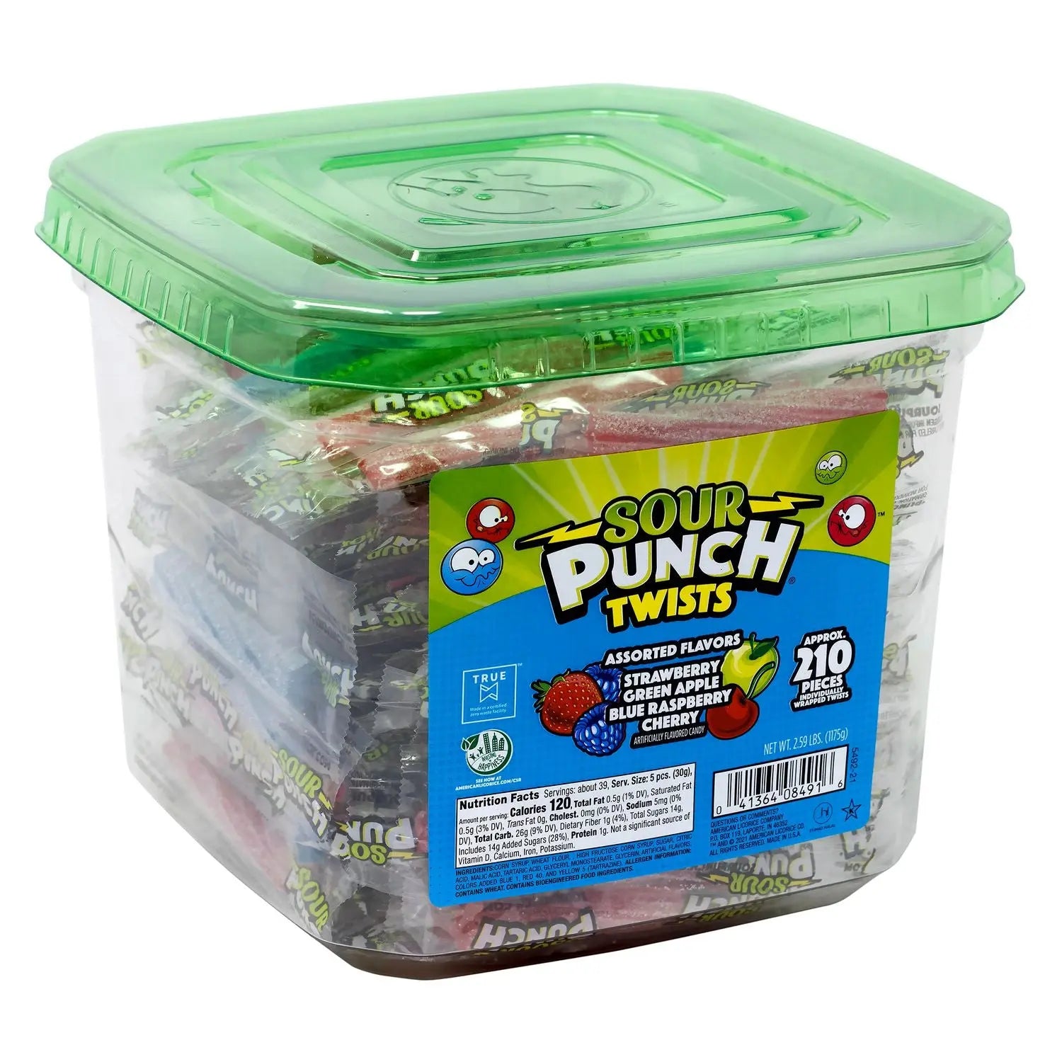 Twists, Variety, 2.59 lb Tub, Approx. 210 Pieces/Tub, 2 Tubs Sour Punch® Flipcost