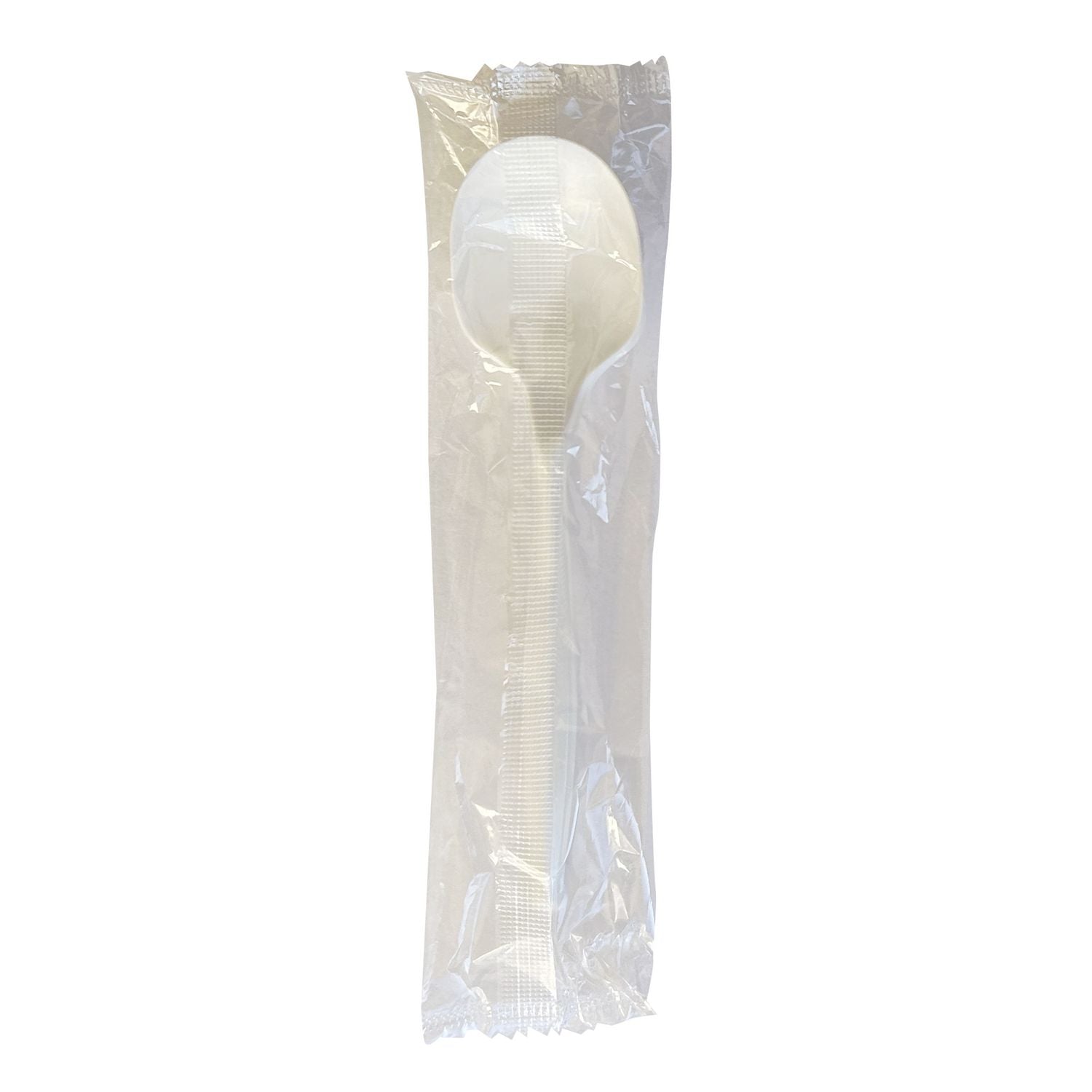 Boardwalk® Mediumweight Wrapped Polypropylene Cutlery, Soup Spoon, 4.86", Plastic, White, 1,000/Carton