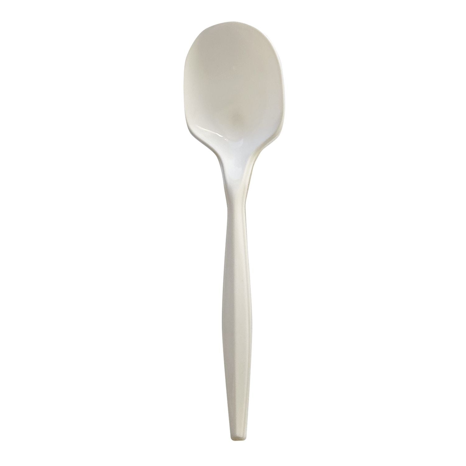 Boardwalk® Mediumweight Wrapped Polypropylene Cutlery, Soup Spoon, 4.86", Plastic, White, 1,000/Carton
