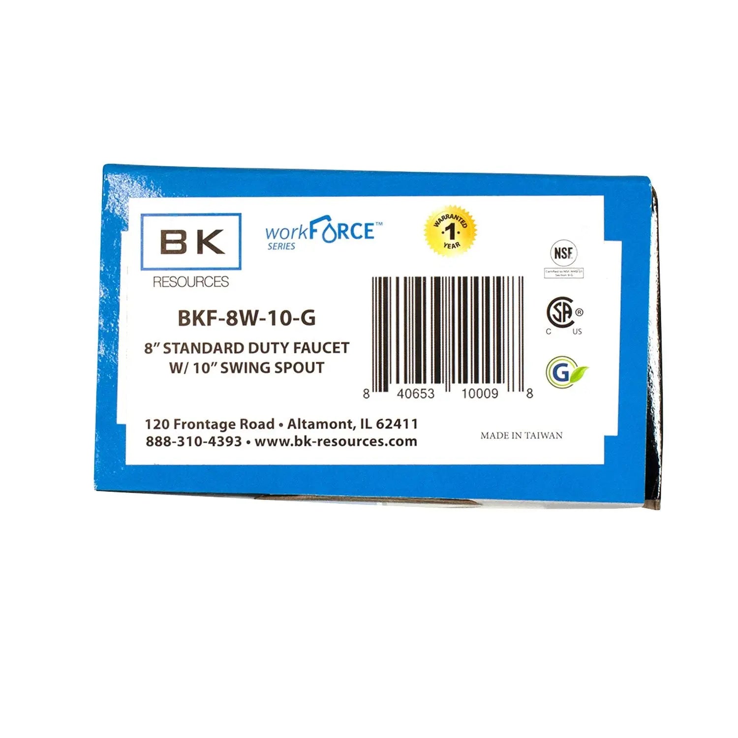 WorkForce Standard Duty Faucet, 8" Height/10" Reach, Chrome-Plated Brass BK Resources Flipcost