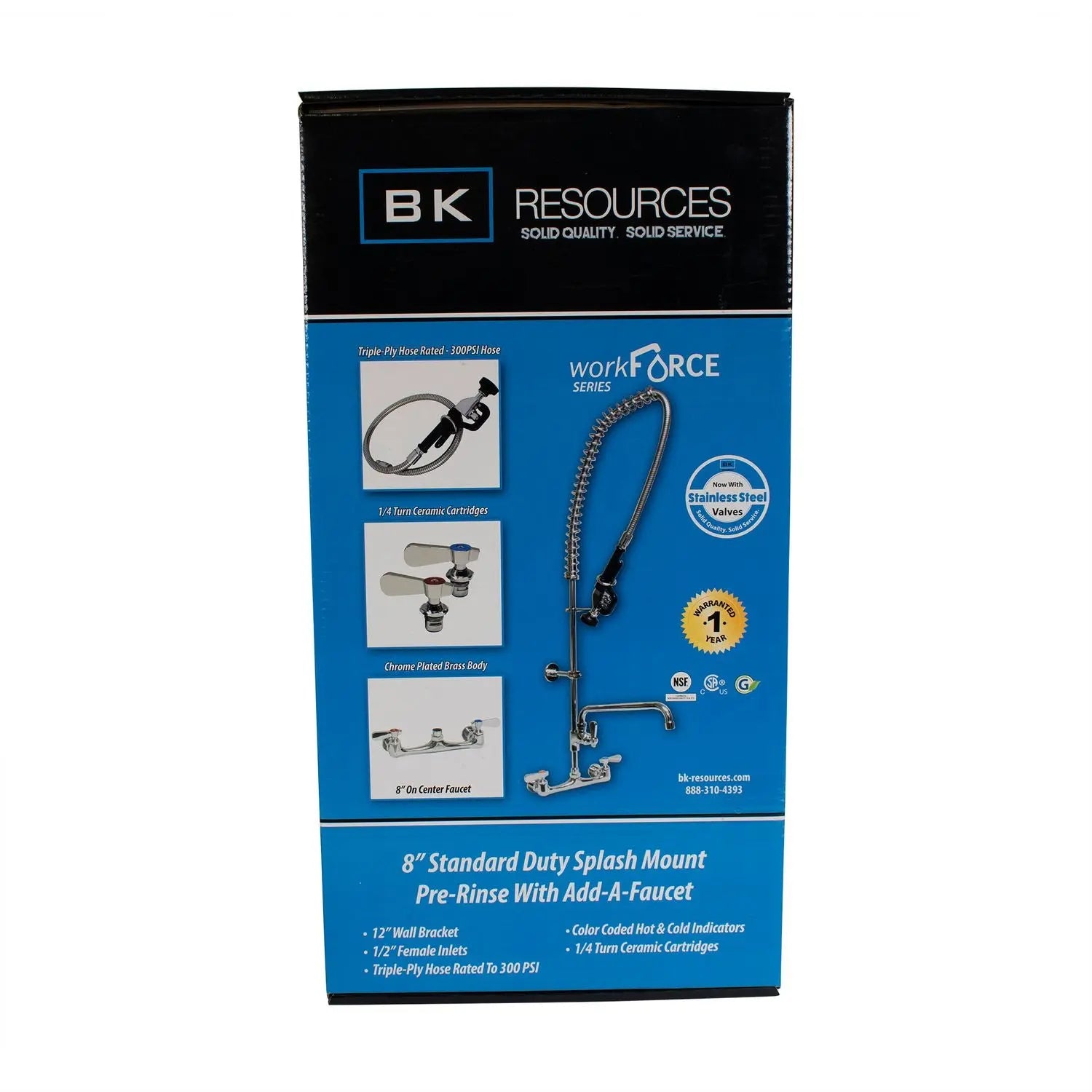 WorkForce Prerinse Add-A-Faucet, 4.62" Height/12" Reach, Chrome BK Resources Flipcost