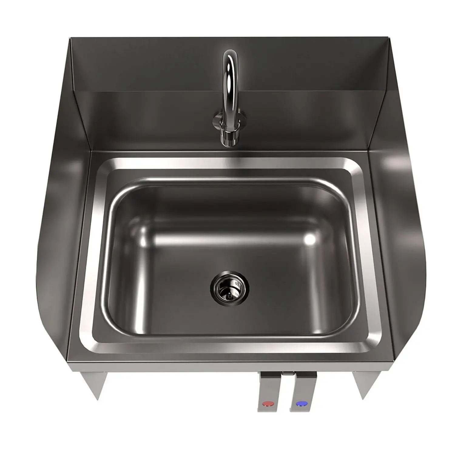 Stainless Steel Hand Sink with Side Splashes, 14" l x 10" w x 5" d BK Resources Flipcost
