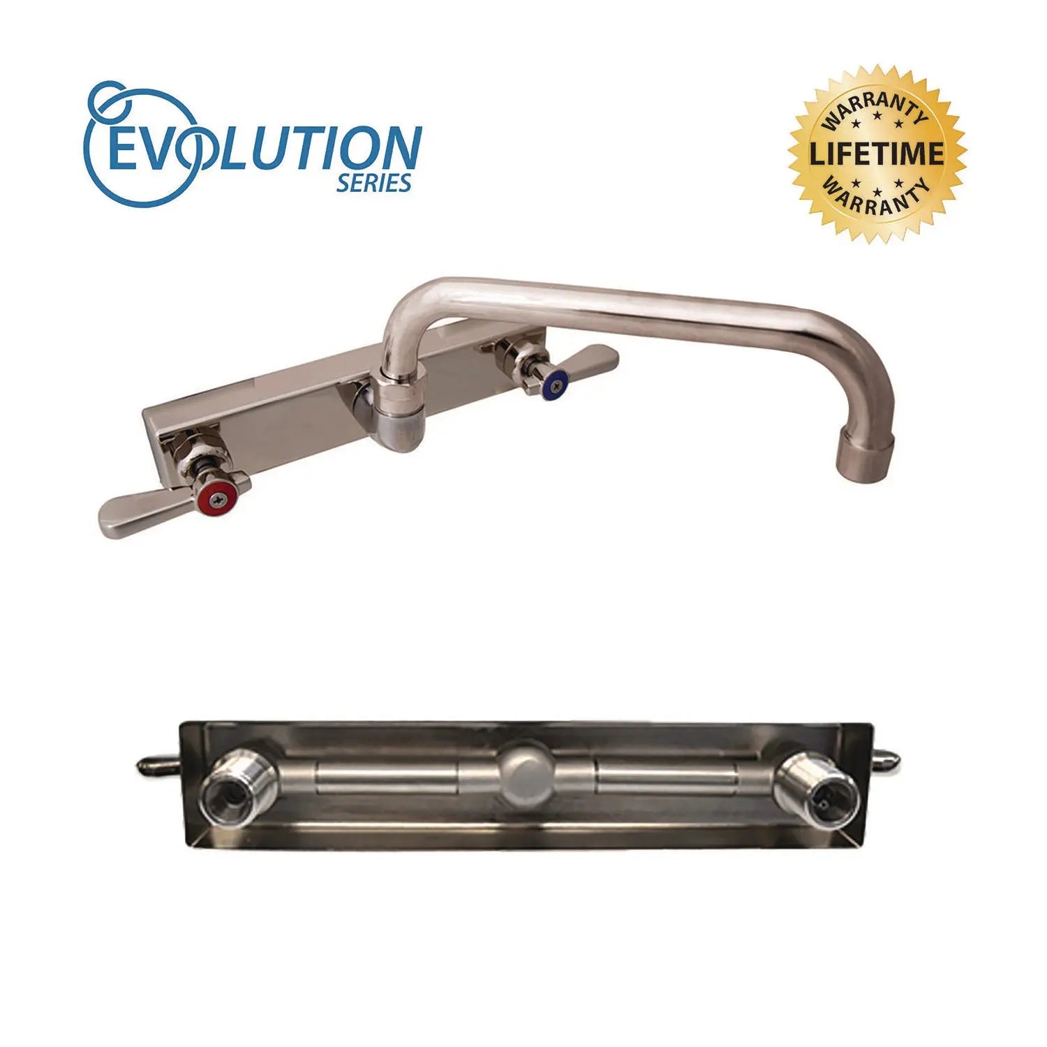 Evolution Splash Mount Stainless Steel Faucet, 4.63" Height, 8" Reach, Stainless Steel BK Resources Flipcost