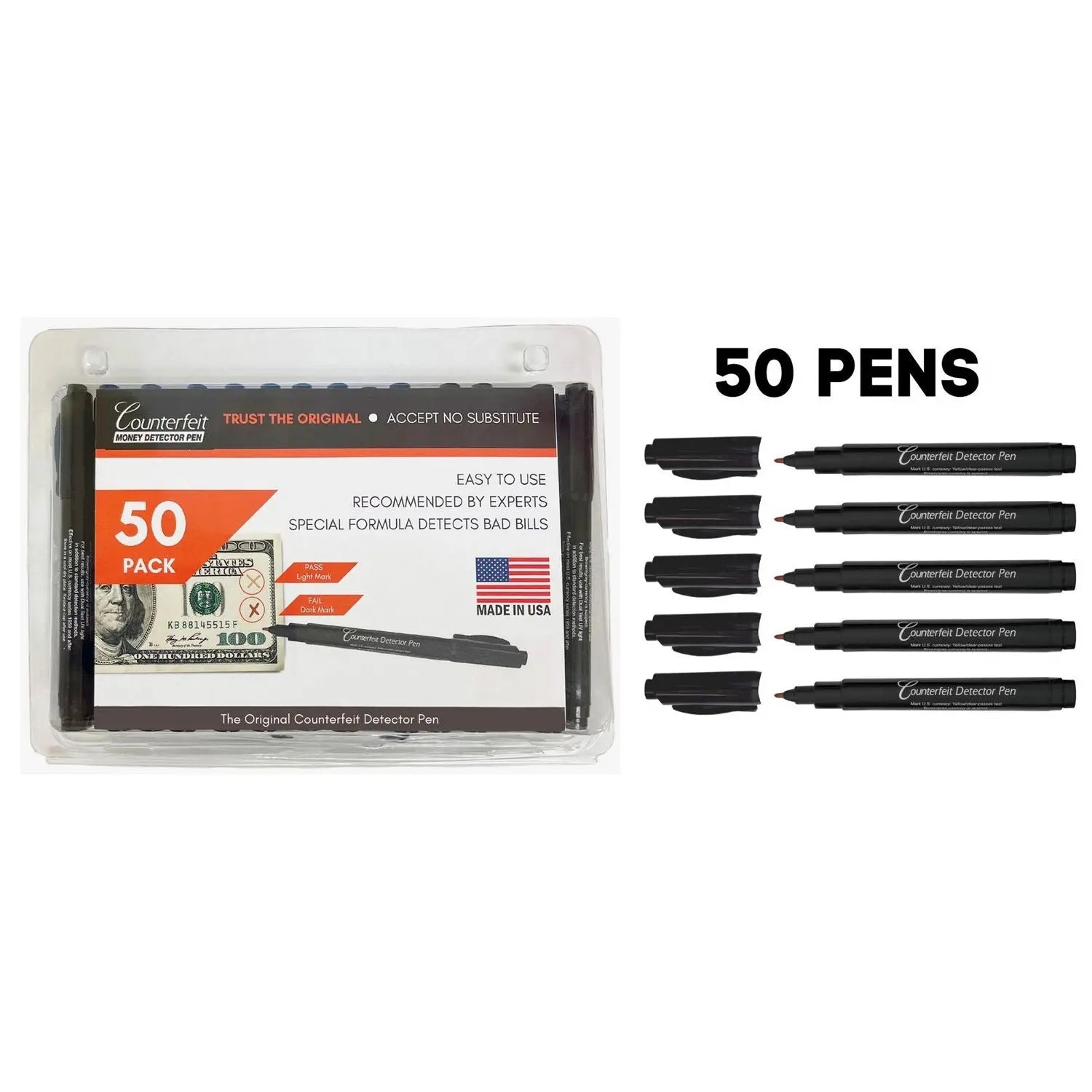 Counterfeit Bill Detector Marker Pen, 3 x 7.25 x 0.6, Black, 50/Pack Dri-Mark® Flipcost