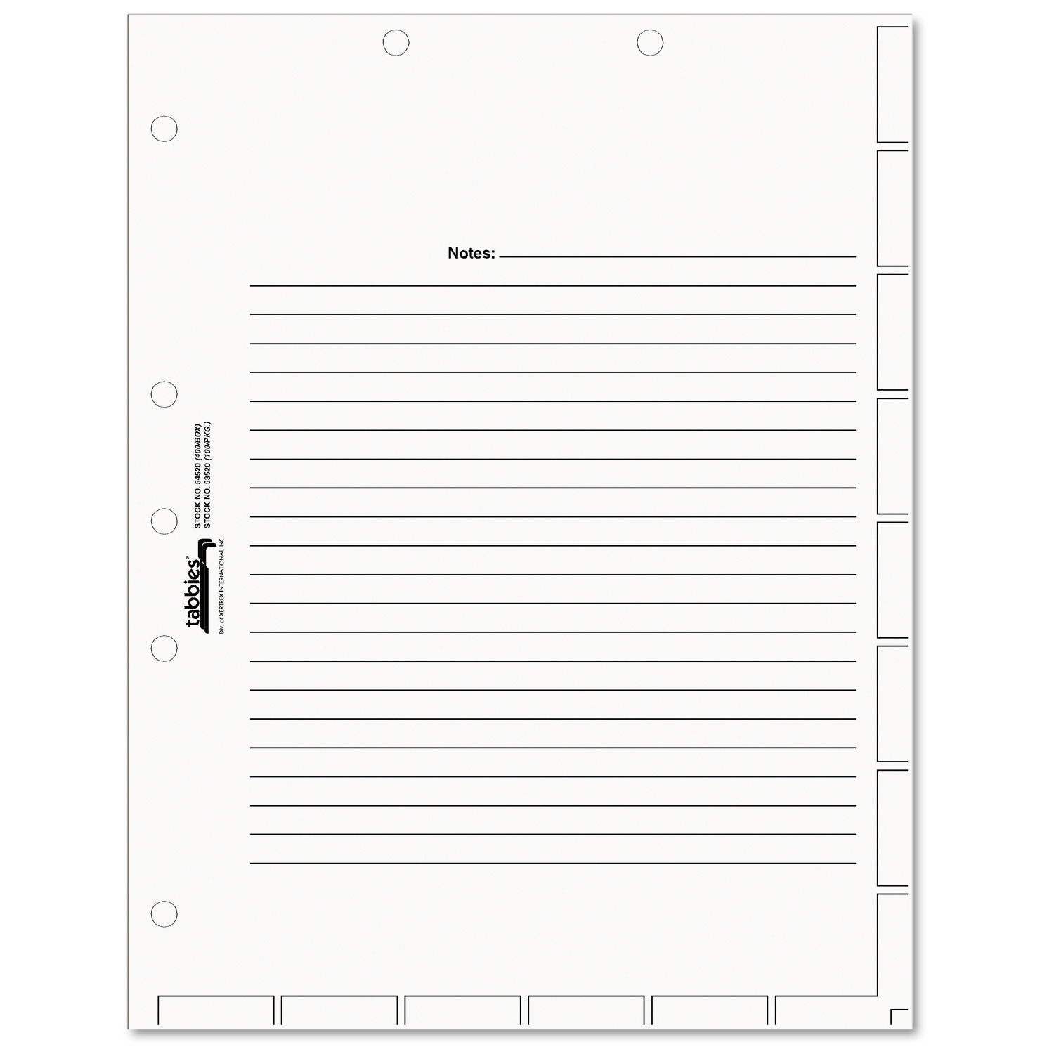 Medical Chart Index Divider Sheets, Untabbed, 11 x 8.5, White, 400/Box
