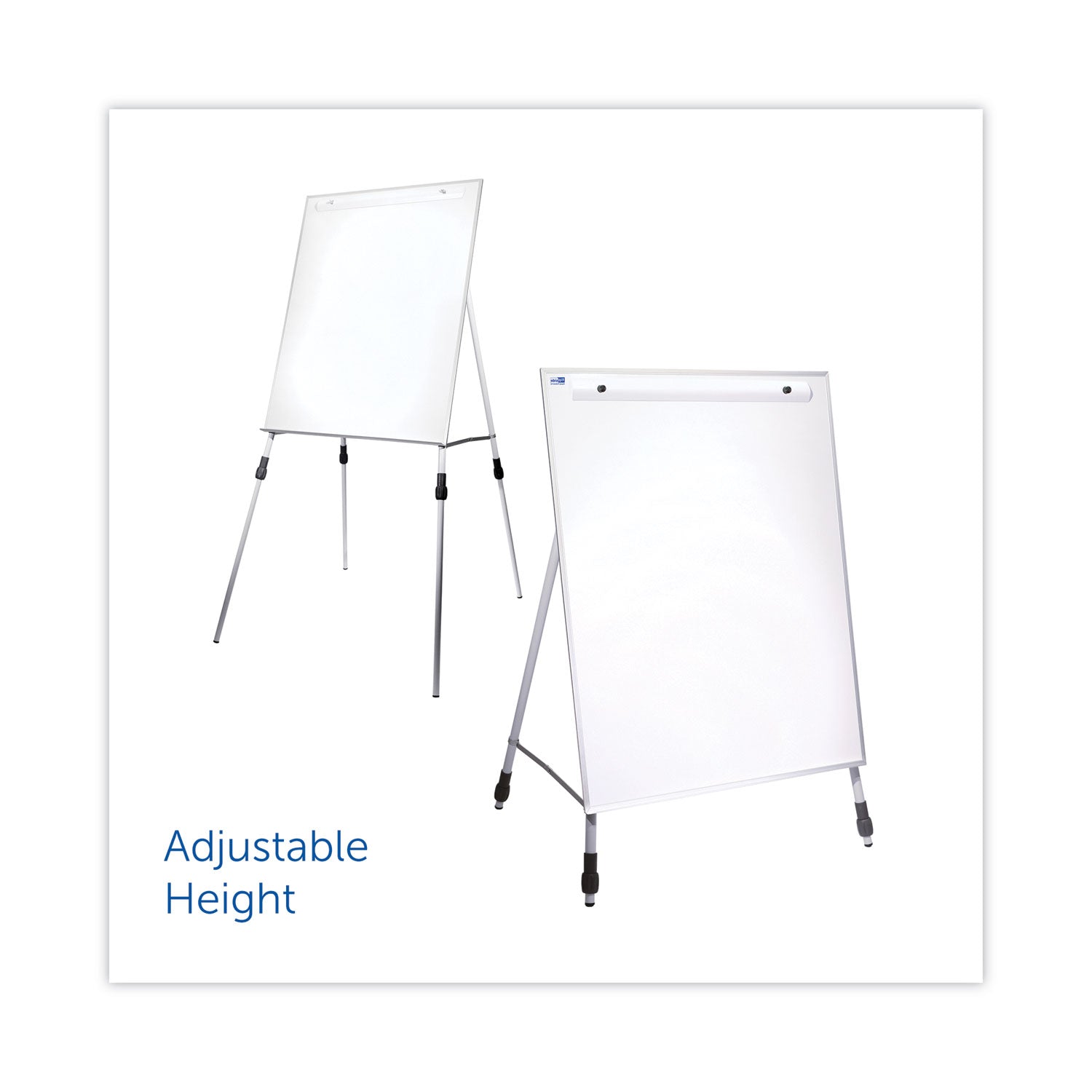 Flipside Adjustable Dry Erase Board, 27.5" x 32", White Surface, Satin Aluminum Frame