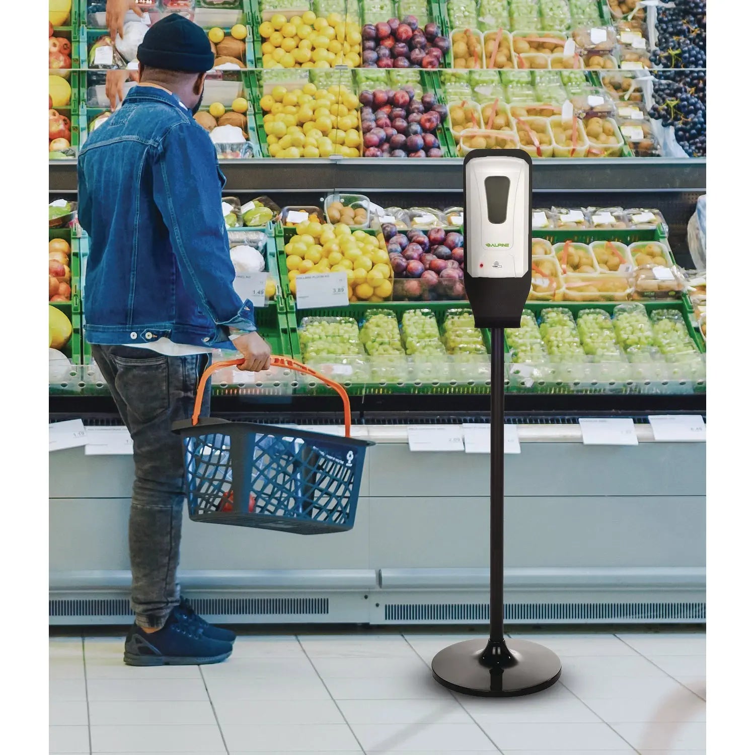 Automatic Foam Hand Sanitizer/Soap Dispenser with Floor Stand, 40 oz, 4.48 x 6 x 45, White Alpine Industries Flipcost