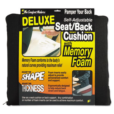 Master Caster® The ComfortMakers Deluxe Seat/Back Cushion, Memory Foam, 17 x 2.75 x 17.5, Black Flipcost Flipcost