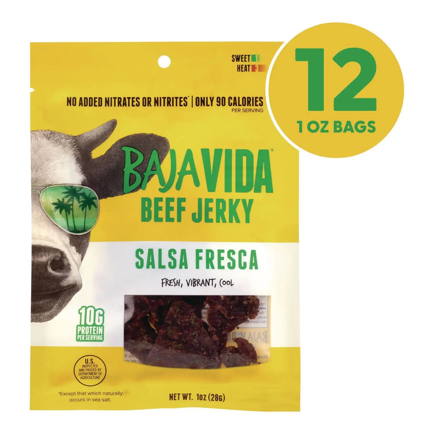 Beef Jerky Salsa Fresca Snack Pack, Salsa Fresca, 1 oz Packet, 12/Carton Baja Jerky Flipcost