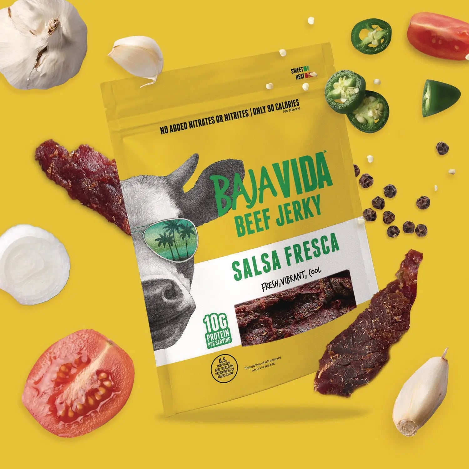 Beef Jerky Salsa Fresca Snack Pack, Salsa Fresca, 1 oz Packet, 12/Carton Baja Jerky Flipcost