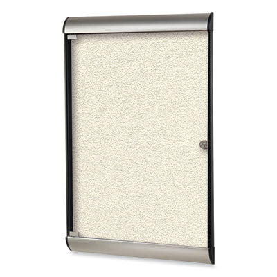 Silhouette 1 Door Enclosed Ivory Vinyl Bulletin Board w/Satin/Black Aluminum Frame, 27.75x42.13 Flipcost Flipcost