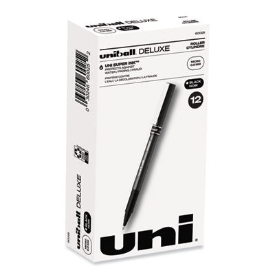 uniball® Deluxe Roller Ball Pen, Stick, Extra-Fine 0.5 mm, Black Ink, Metallic Gray/Black Barrel, Dozen Flipcost Flipcost