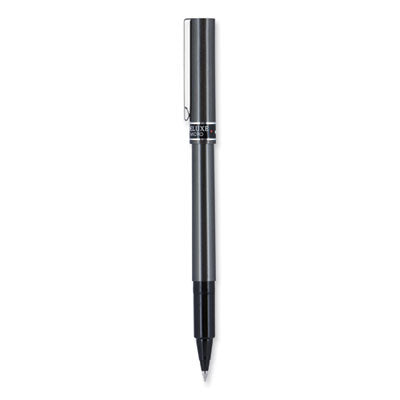 uniball® Deluxe Roller Ball Pen, Stick, Extra-Fine 0.5 mm, Black Ink, Metallic Gray/Black Barrel, Dozen Flipcost Flipcost