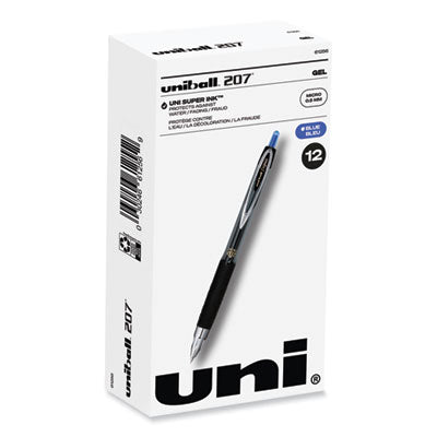 Gel Pen with Uni Super Ink, Retractable, Fine 0.5 mm, Blue Ink, Smoke/Black/Blue Barrel, Dozen Flipcost Flipcost