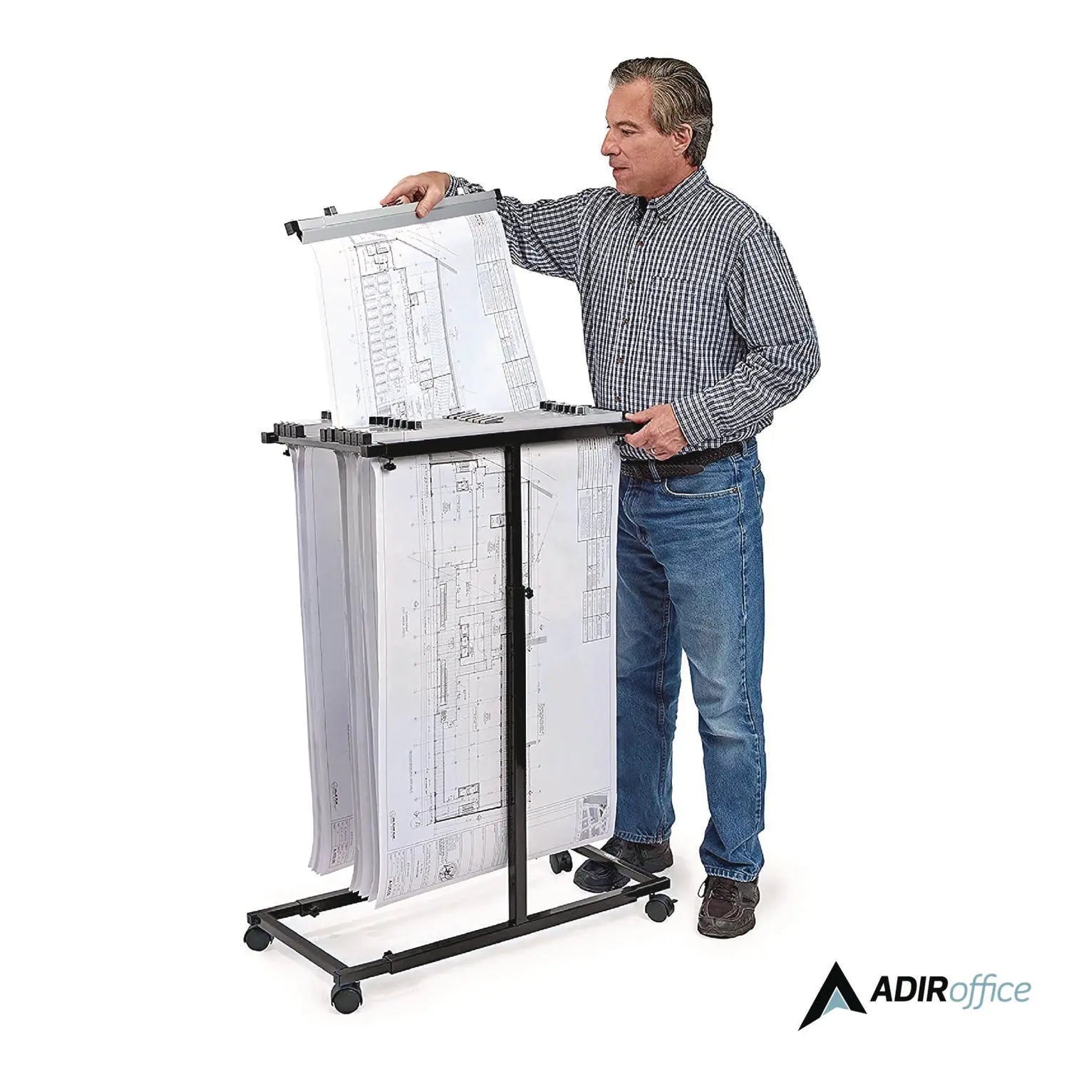 Blueprint Storage Cabinet Steel Vertical Plan Center, Assorted Document Sizes,15" x 27" to 47.25" x 32.5" to 57", Black AdirOffice Flipcost