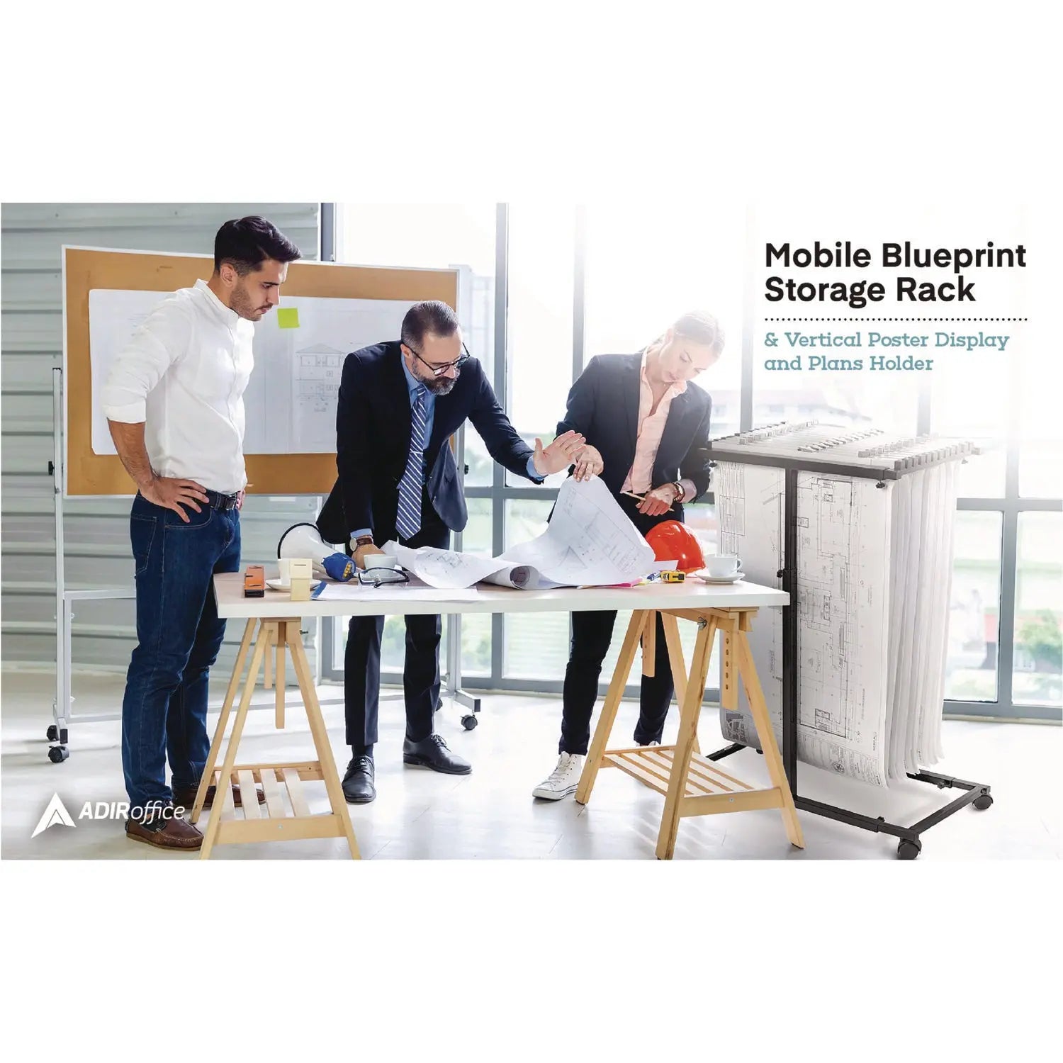 Blueprint Storage Cabinet Steel Vertical Plan Center, Assorted Document Sizes,15" x 27" to 47.25" x 32.5" to 57", Black AdirOffice Flipcost